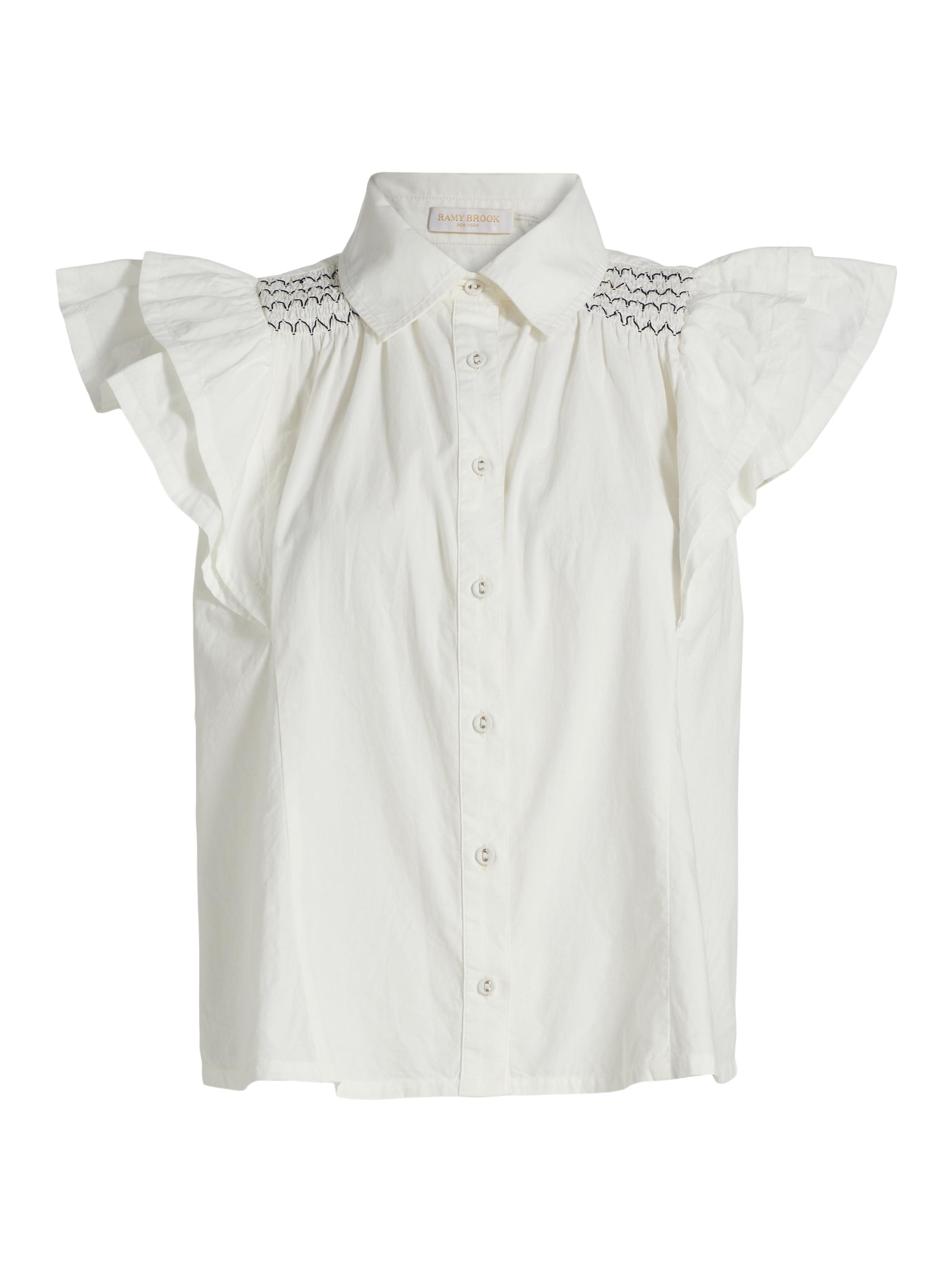 Ramy Brook Women's Marceline Smocked Cotton Top - White