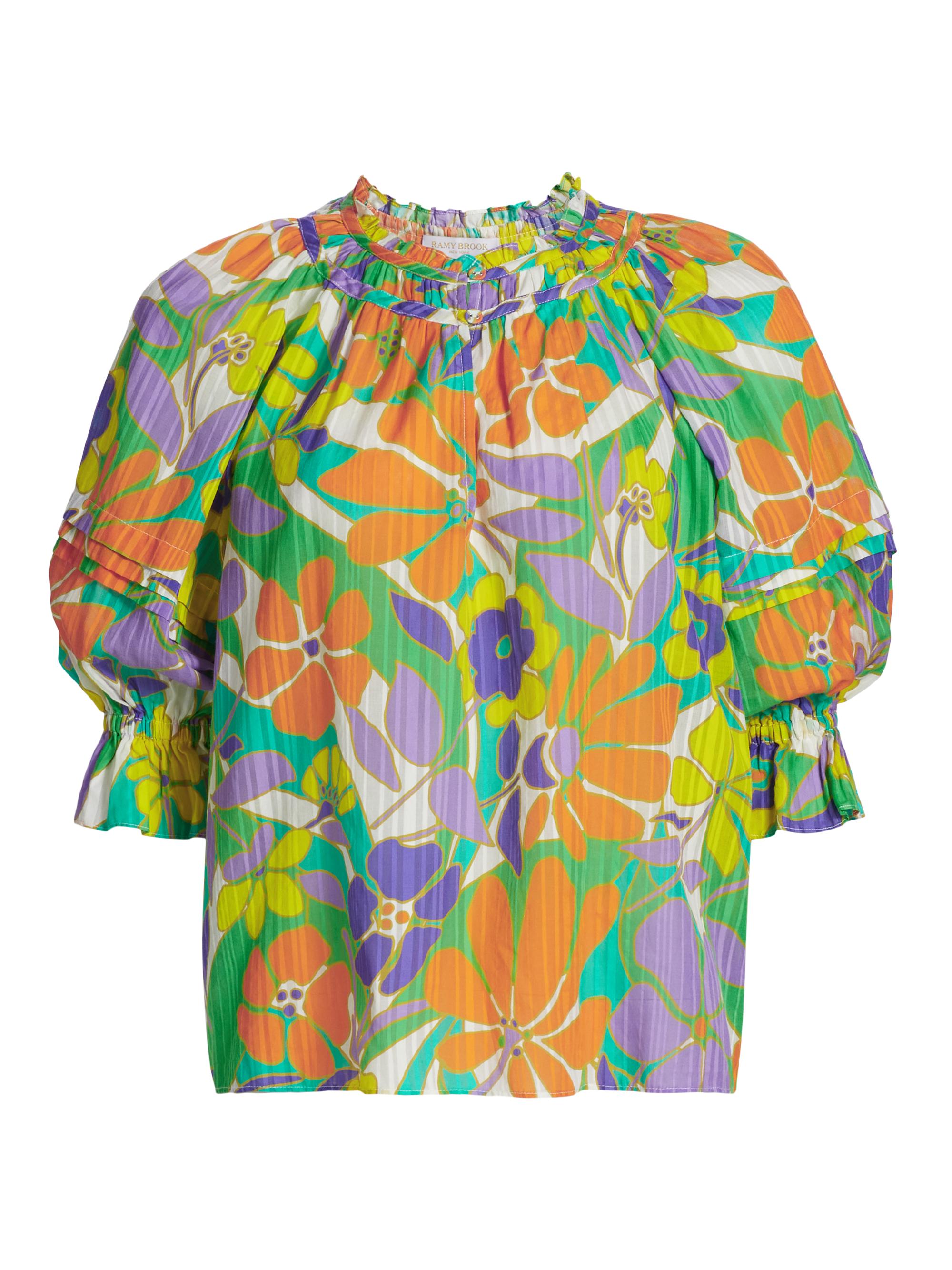 Ramy Brook Women's Trixie Cinched Puff Sleeve Top - Retro Garden