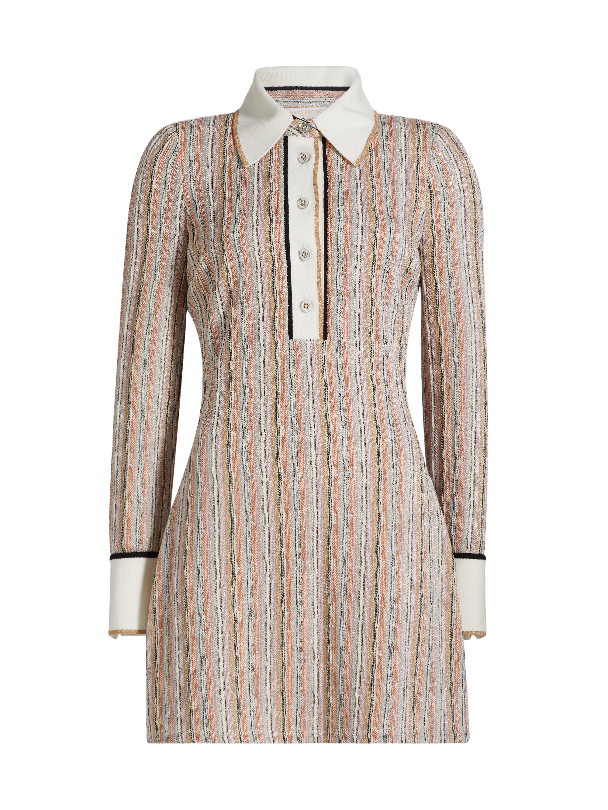 Ramy Brook Women's Carolina Sequined Knit Long-Sleeve Minidress - Sequin Stripe