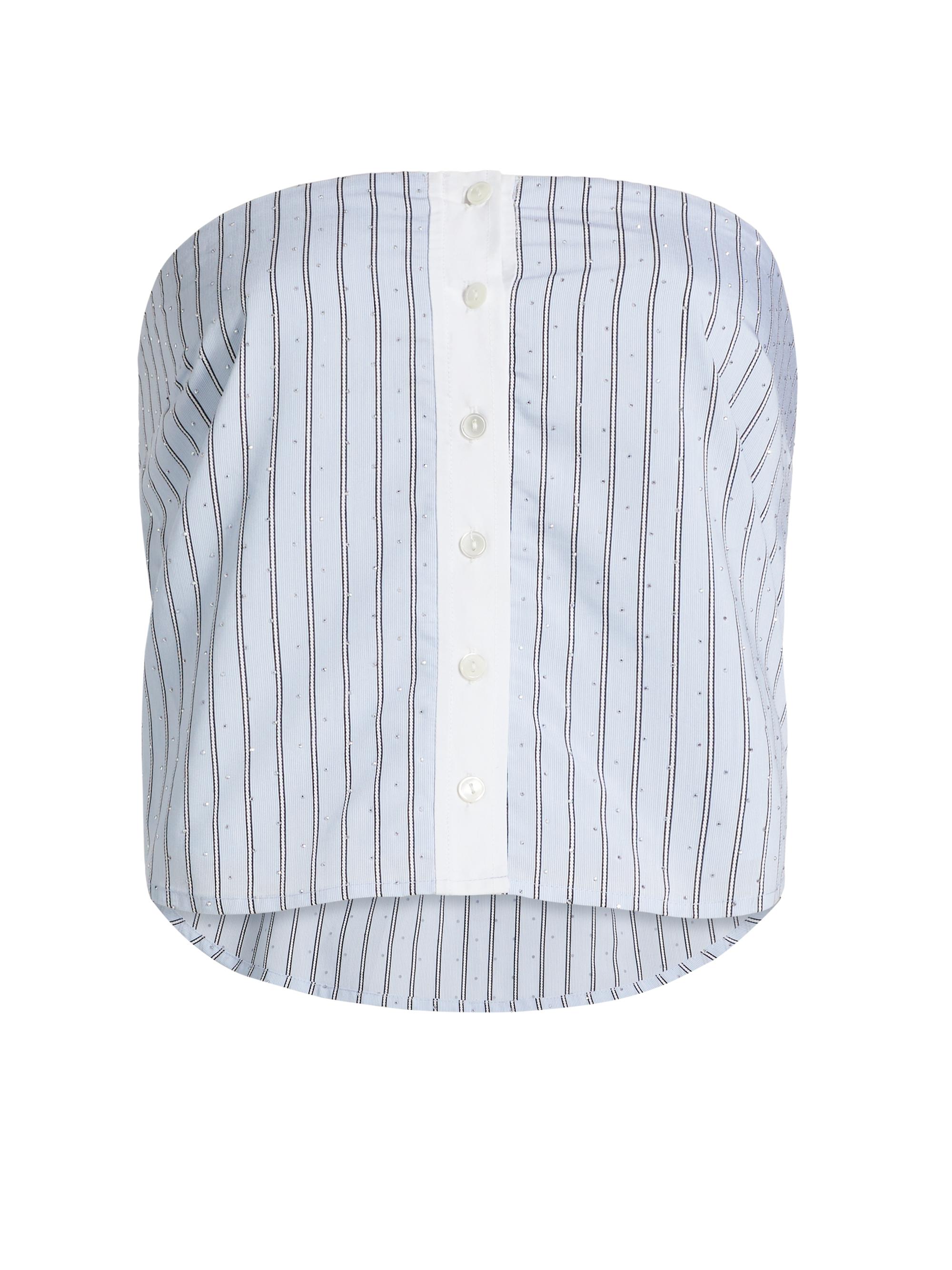 Ramy Brook Women's Liberty Button-Front Sleeveless Crop Top - Blue Stripe