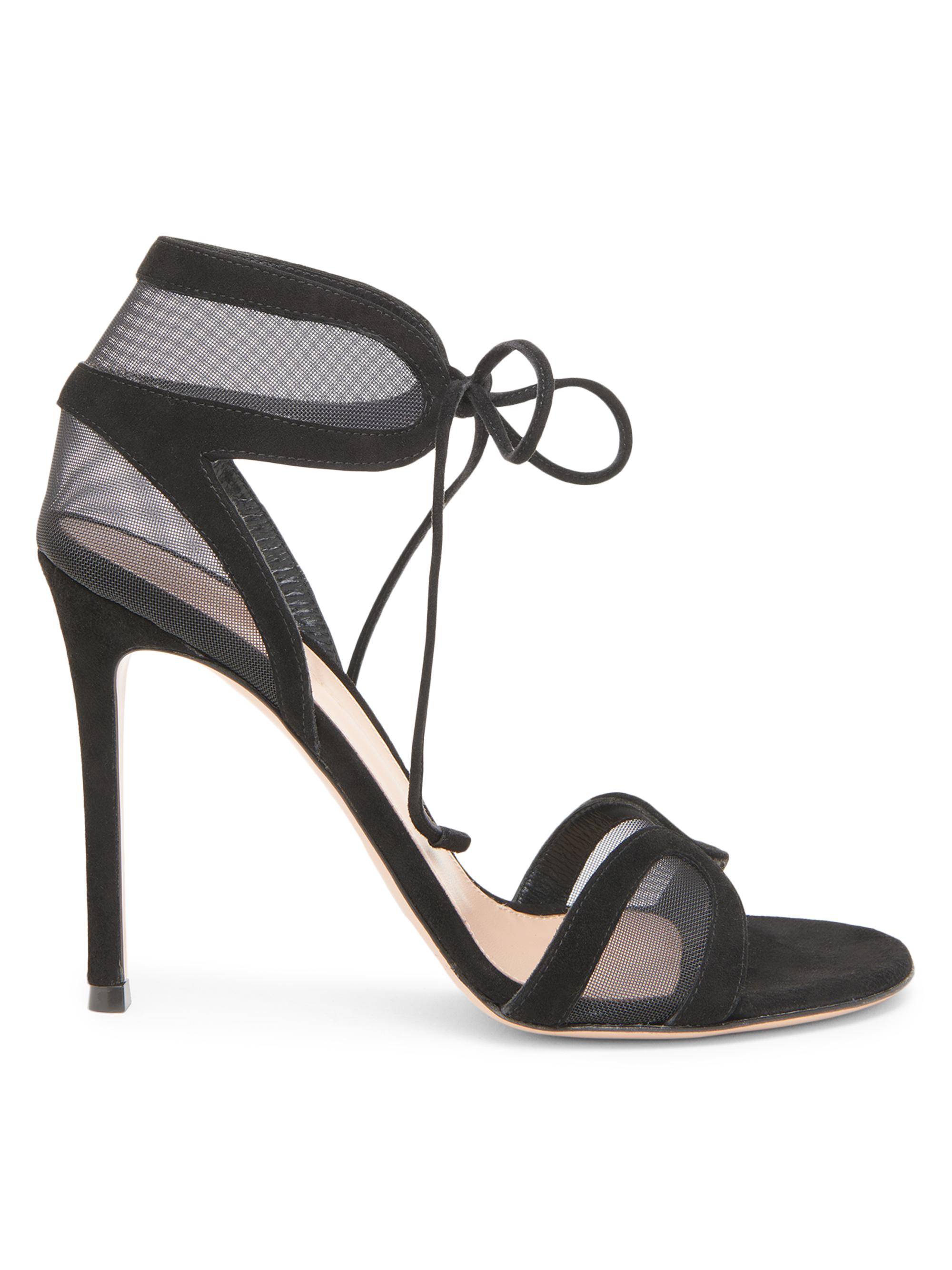 Gianvito Rossi Women's 105MM Mesh & Suede Stiletto Sandals - Black