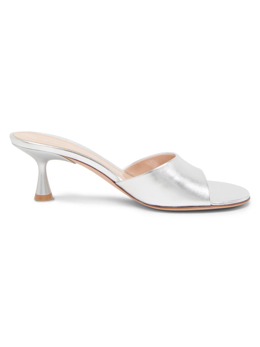 Gianvito Rossi Ascent 55MM Metallic Leather Mules | Saks