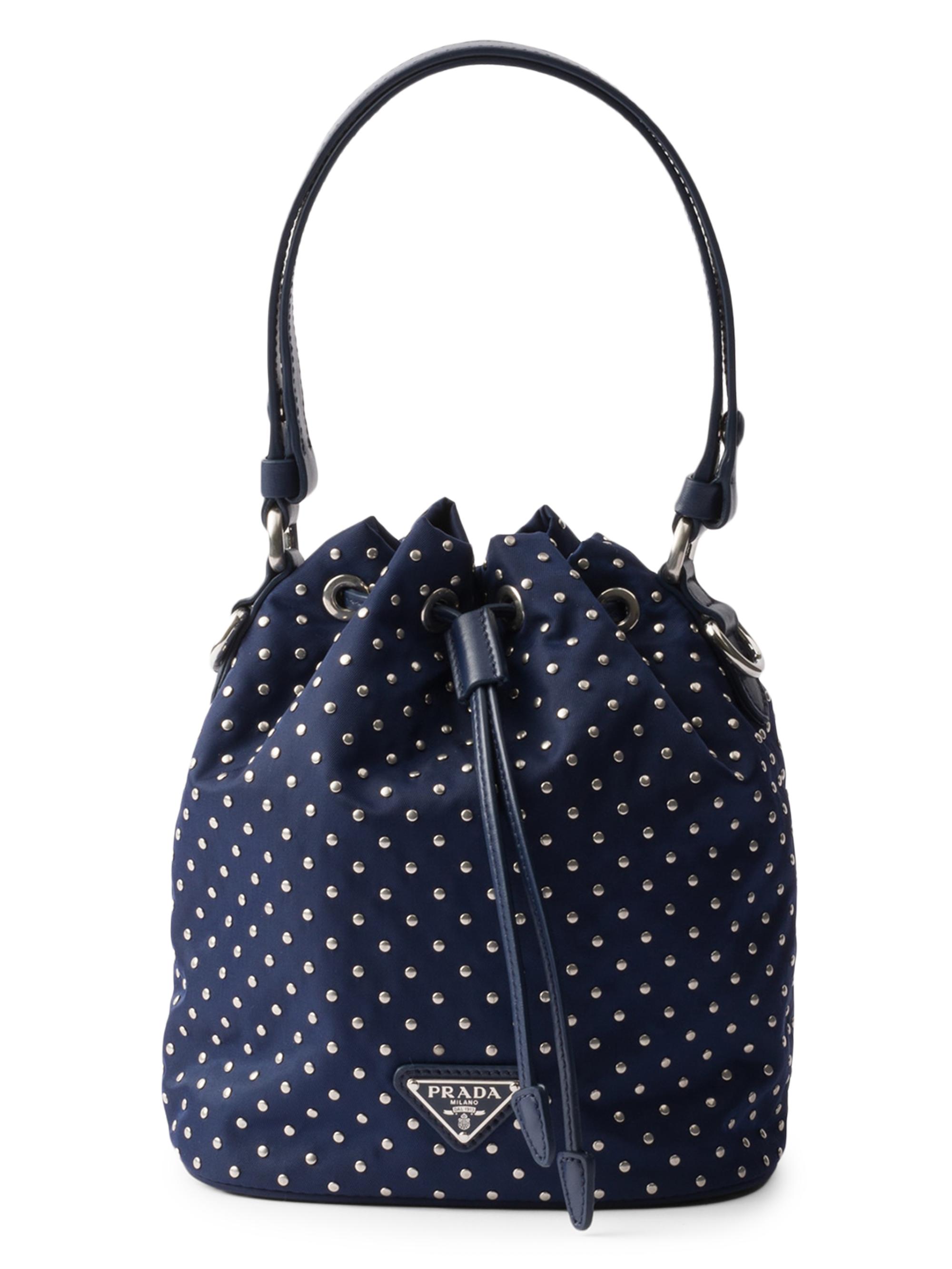 Prada Women's Re-Nylon Mini Bucket Bag with Studs - Blue
