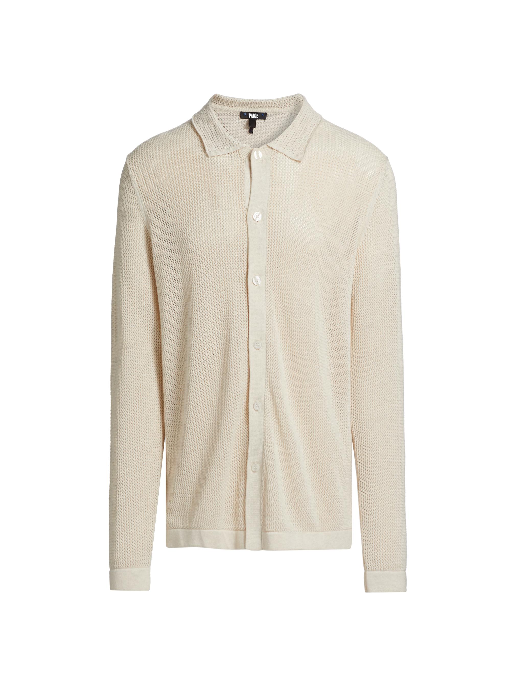 Paige Men's Wilkinson Heathereded Button-Front Sweater - Heatherededmacadamia