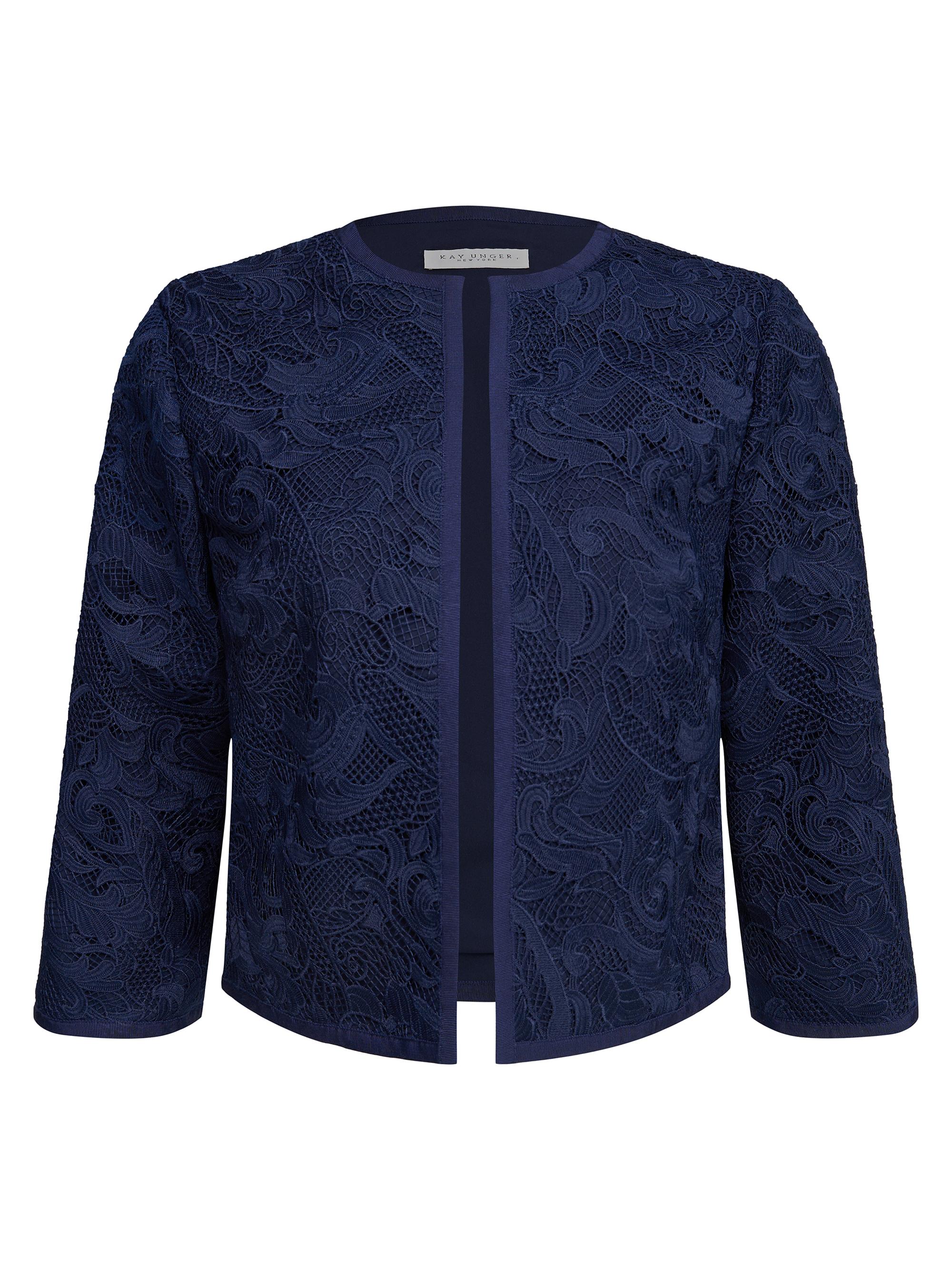 Kay Unger Women's Harper Paisley Lace Crop Jacket - Midnight Blue