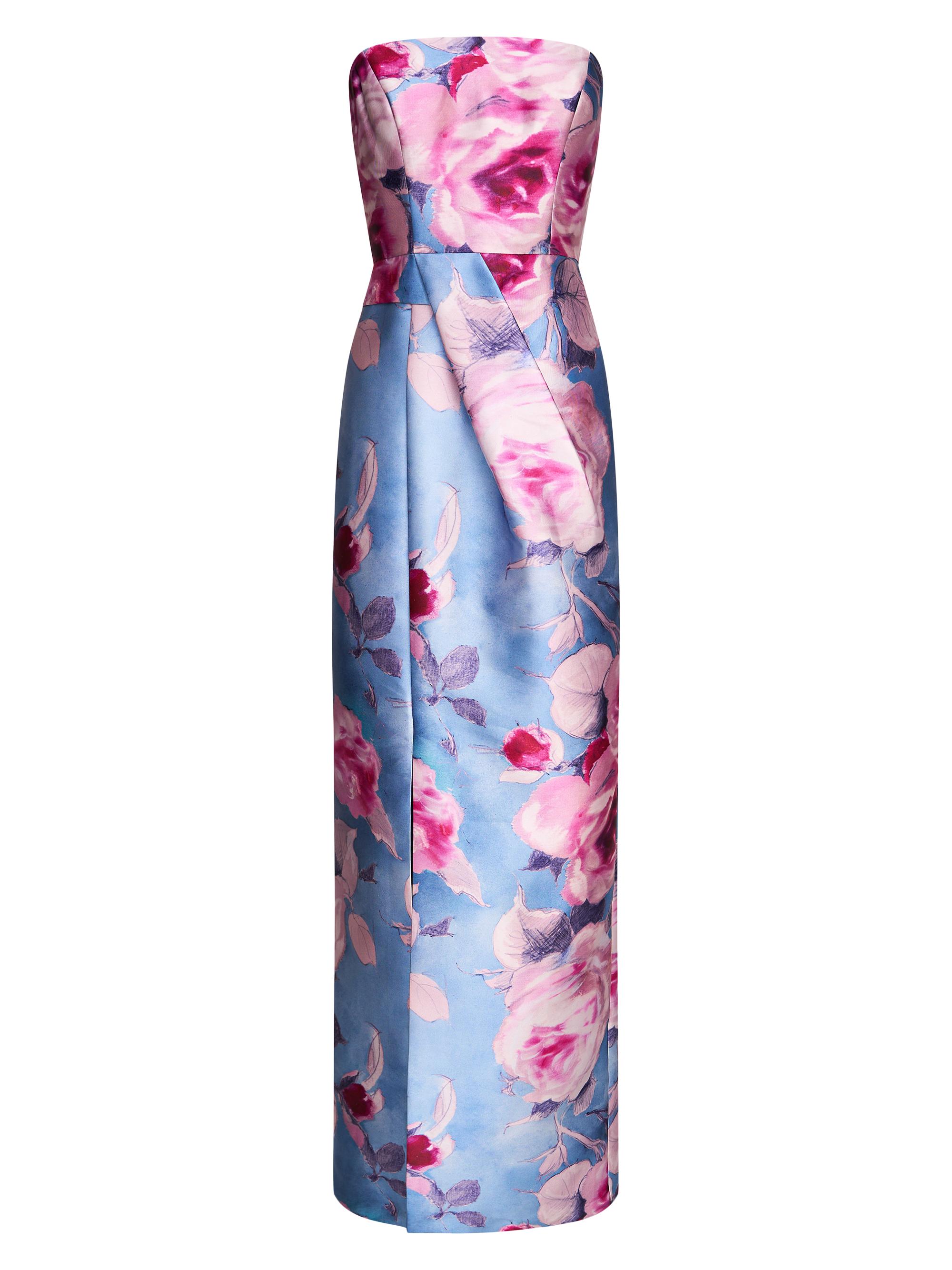 Kay Unger Women's Lucienne Blurred Rose Column Gown - Pearl Blue Multi