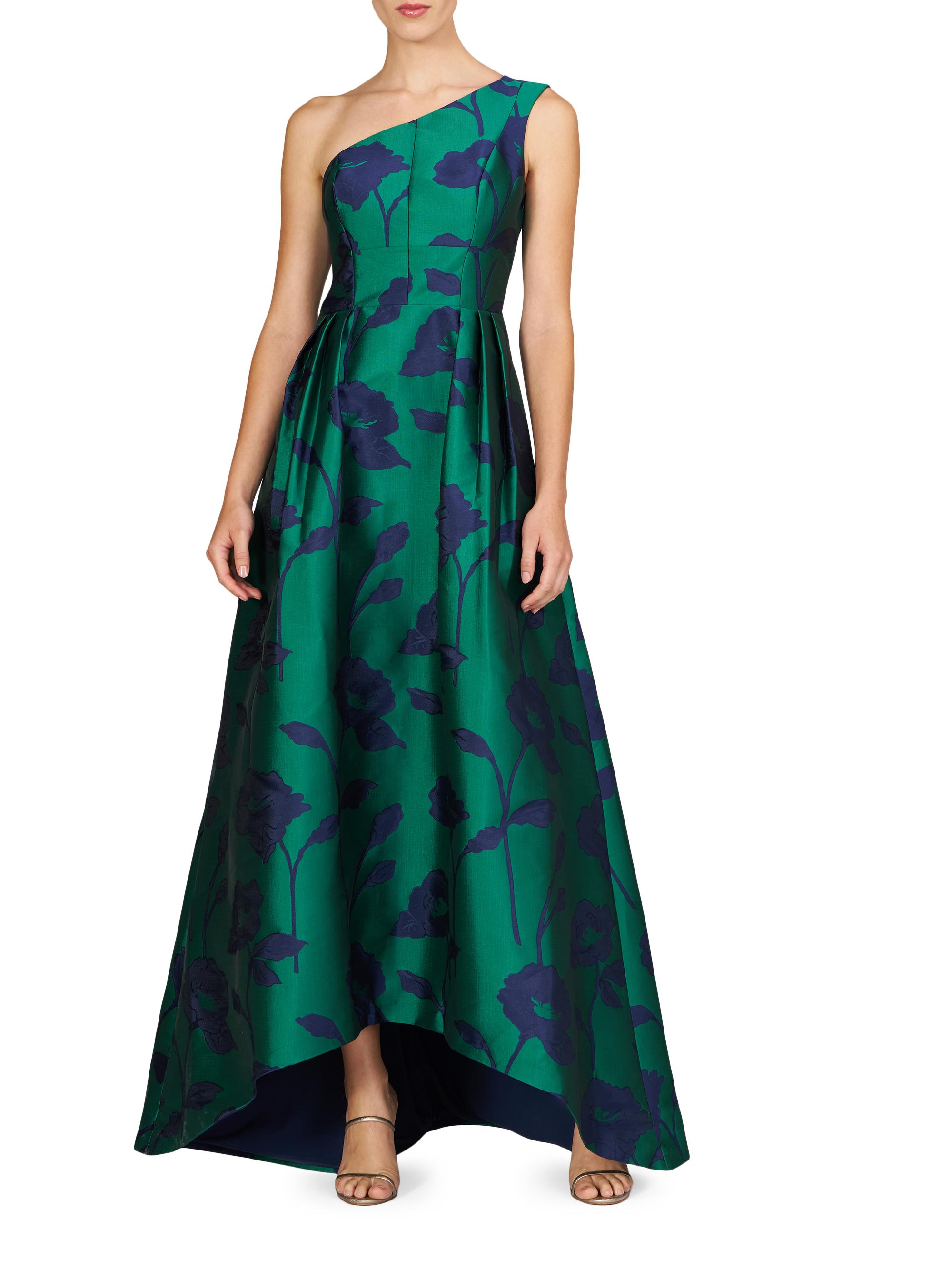 Kay Unger Tiara Floral Jacqaurd One-Shoulder Gown | Saks Fifth Avenue