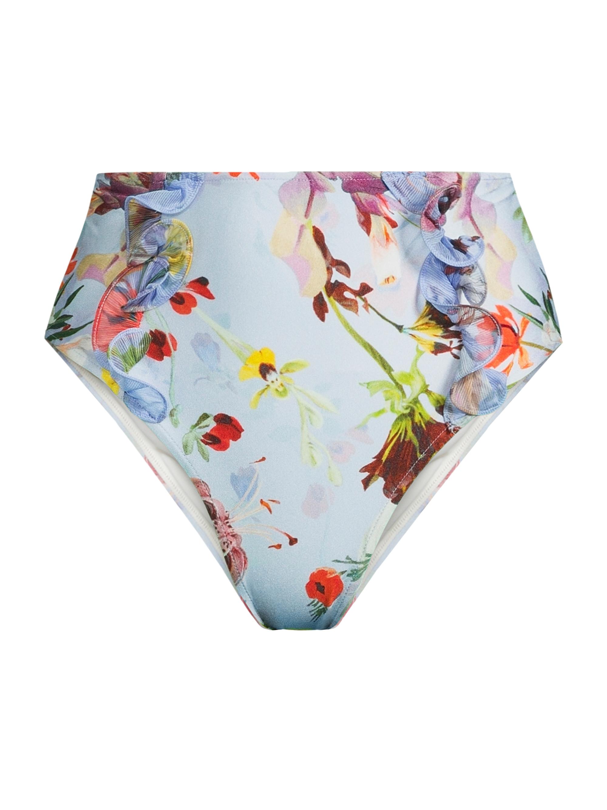 PatBO Women's Lily Flower High-Waisted Bikini Bottom - Blue