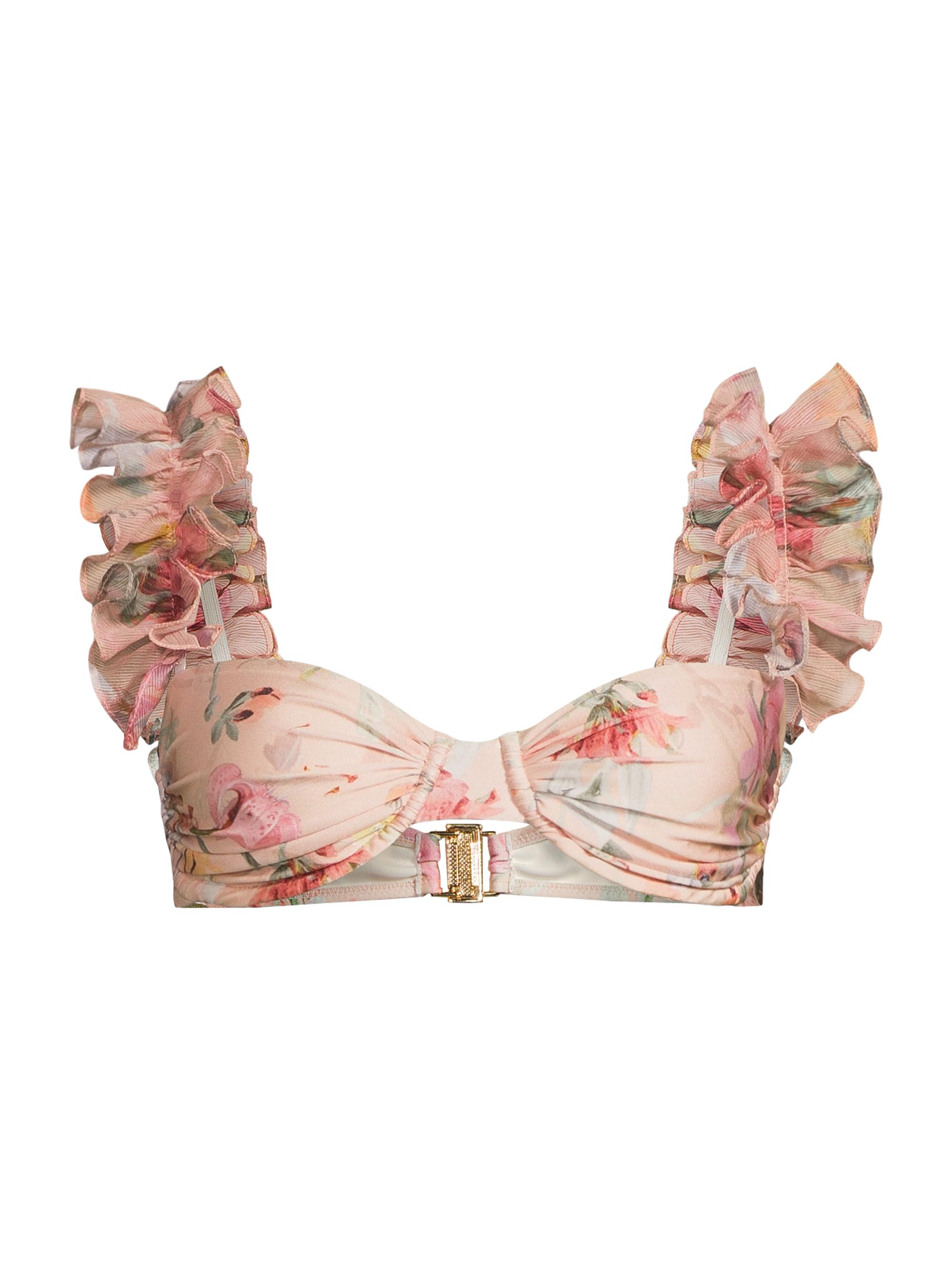 PatBO Women's Lily Flower Flutter Sleeve Bikini Top - Orange