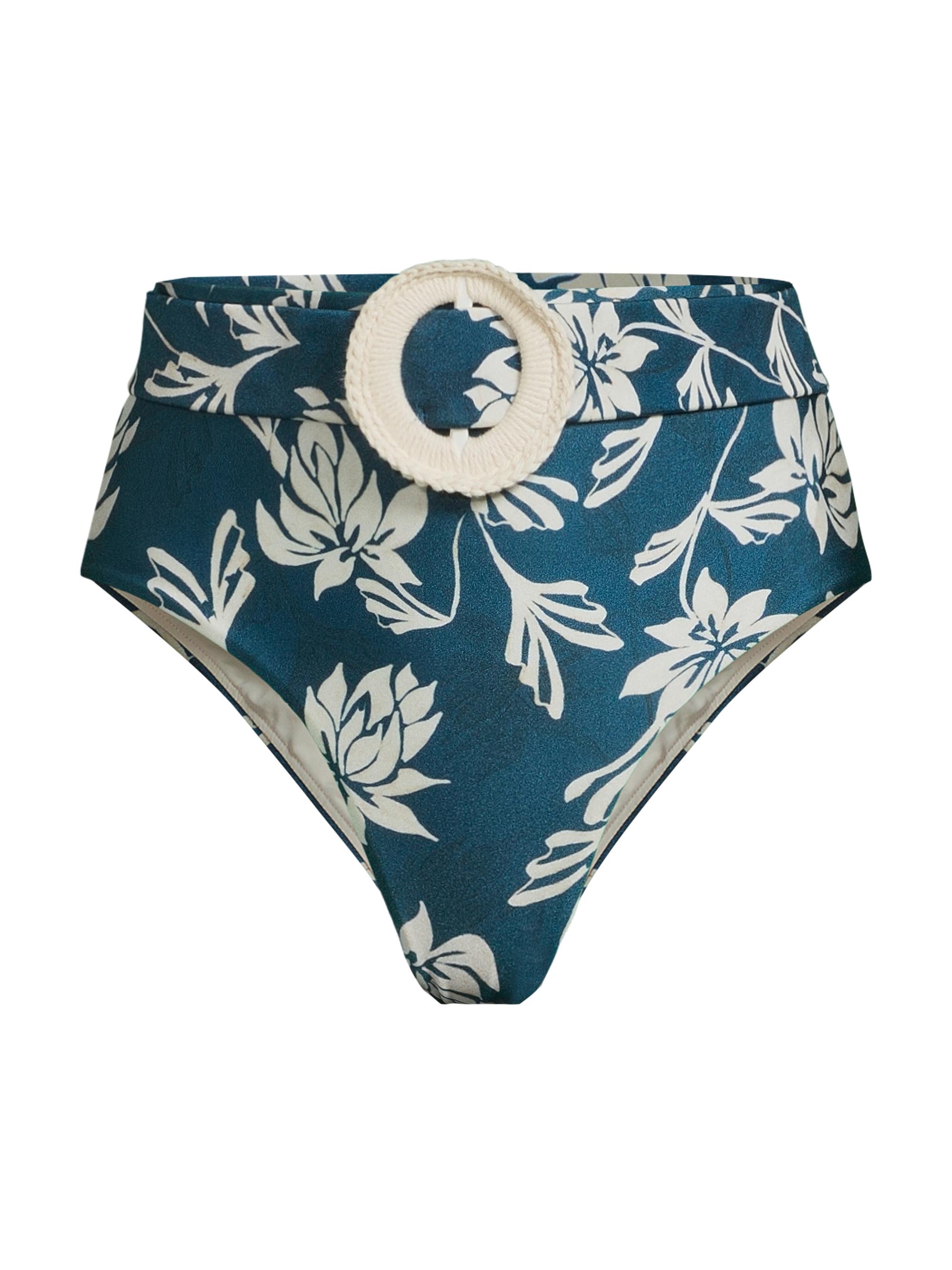 PatBO Women's Artichoke High-Waisted Bikini Bottom - Blue