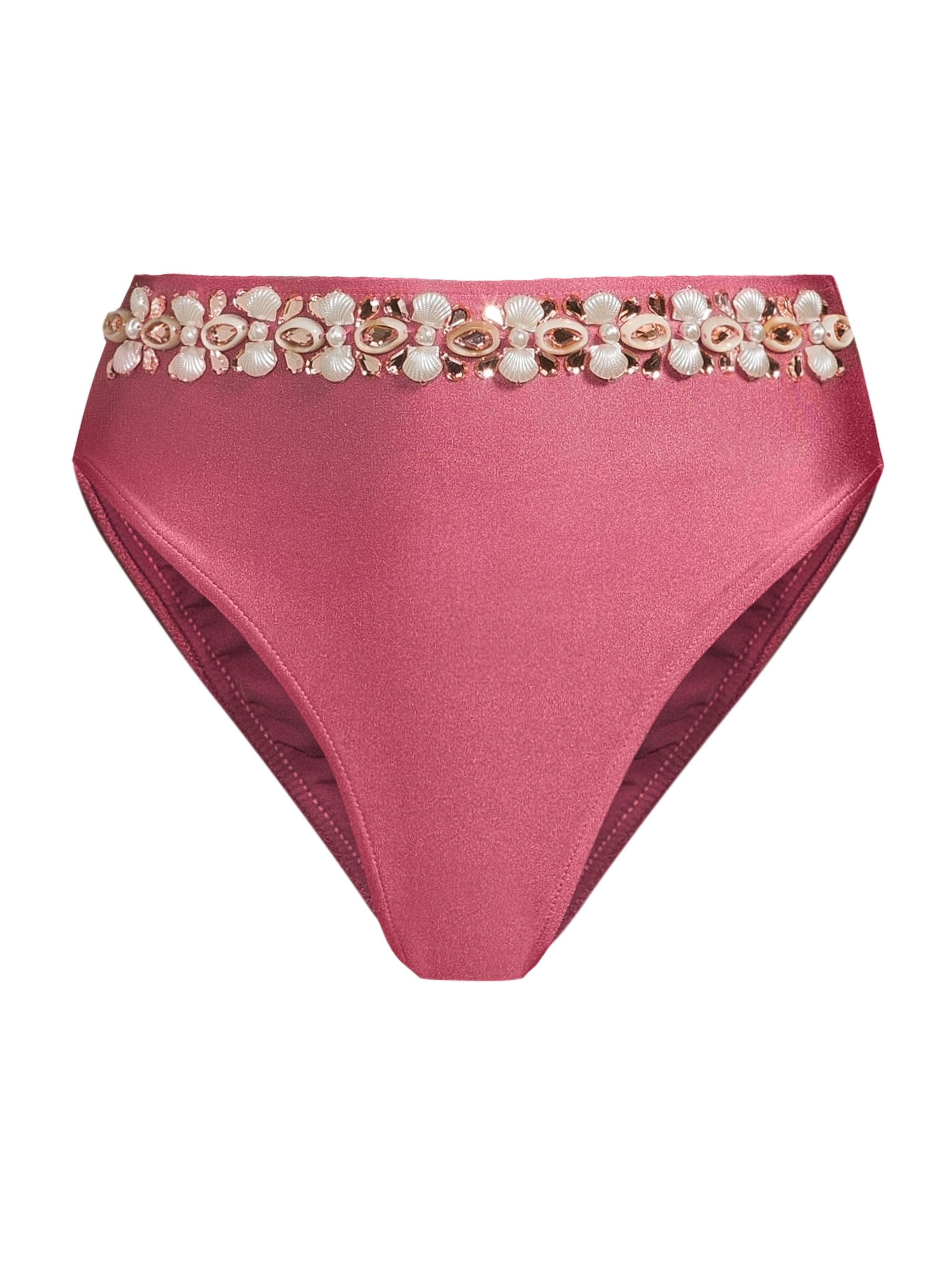 PatBO Women's Seashell High-Waist Bikini Bottom - Pink