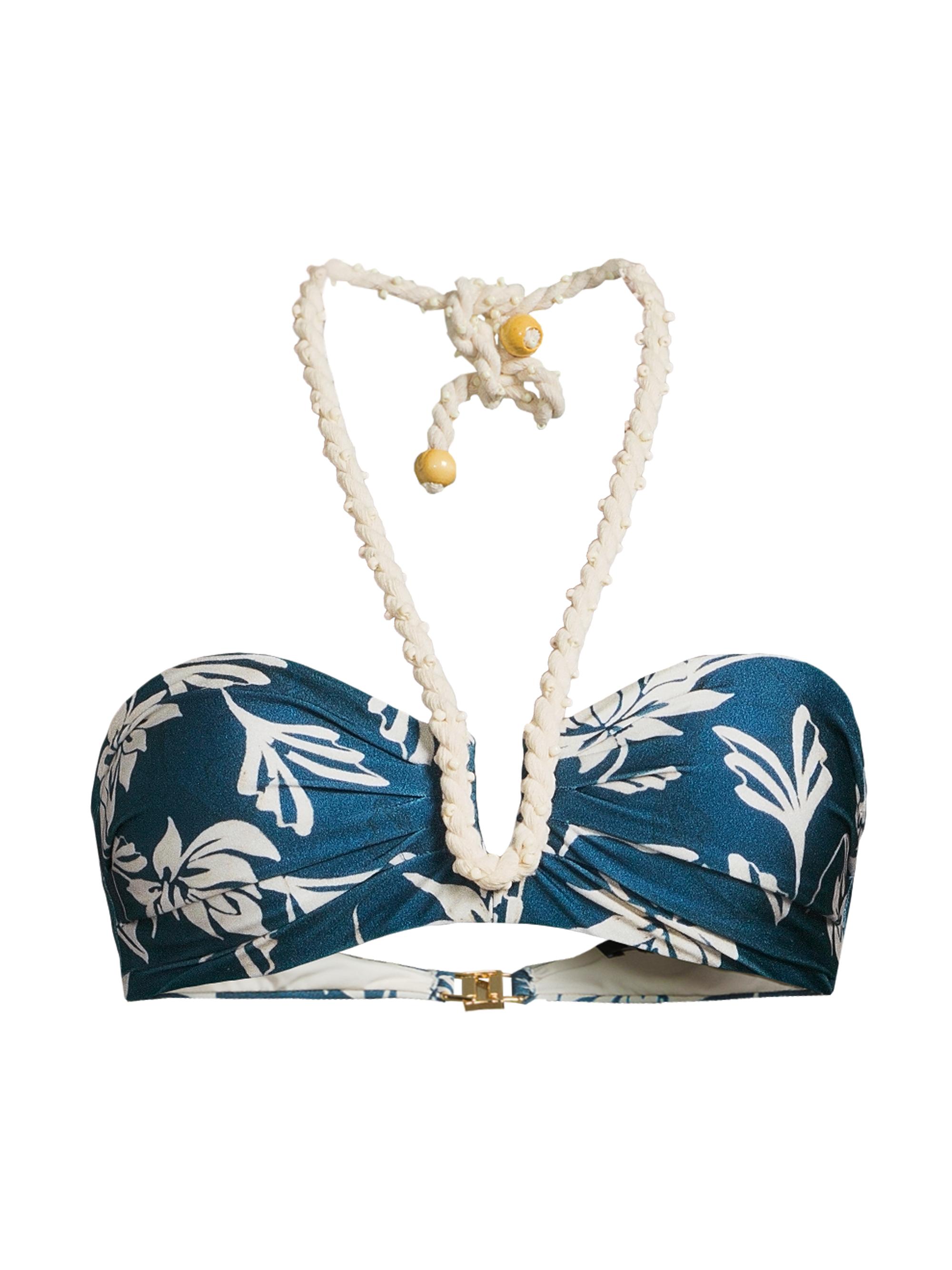 PatBO Women's Artichoke Halterneck Bikini Top - Blue