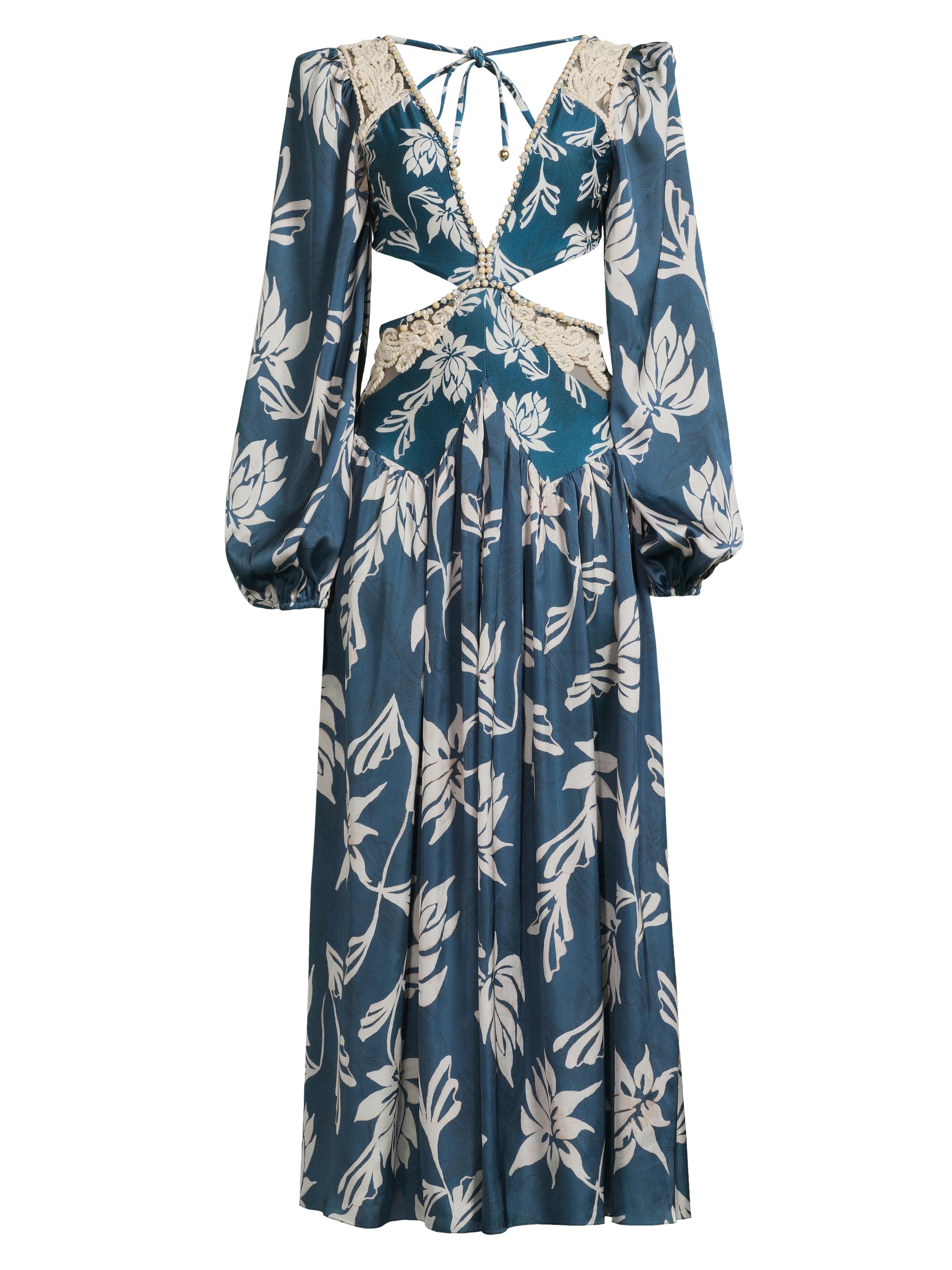 PatBO Women's Artichoke Embellished Cut-Out Beach Maxi Dress - Blue