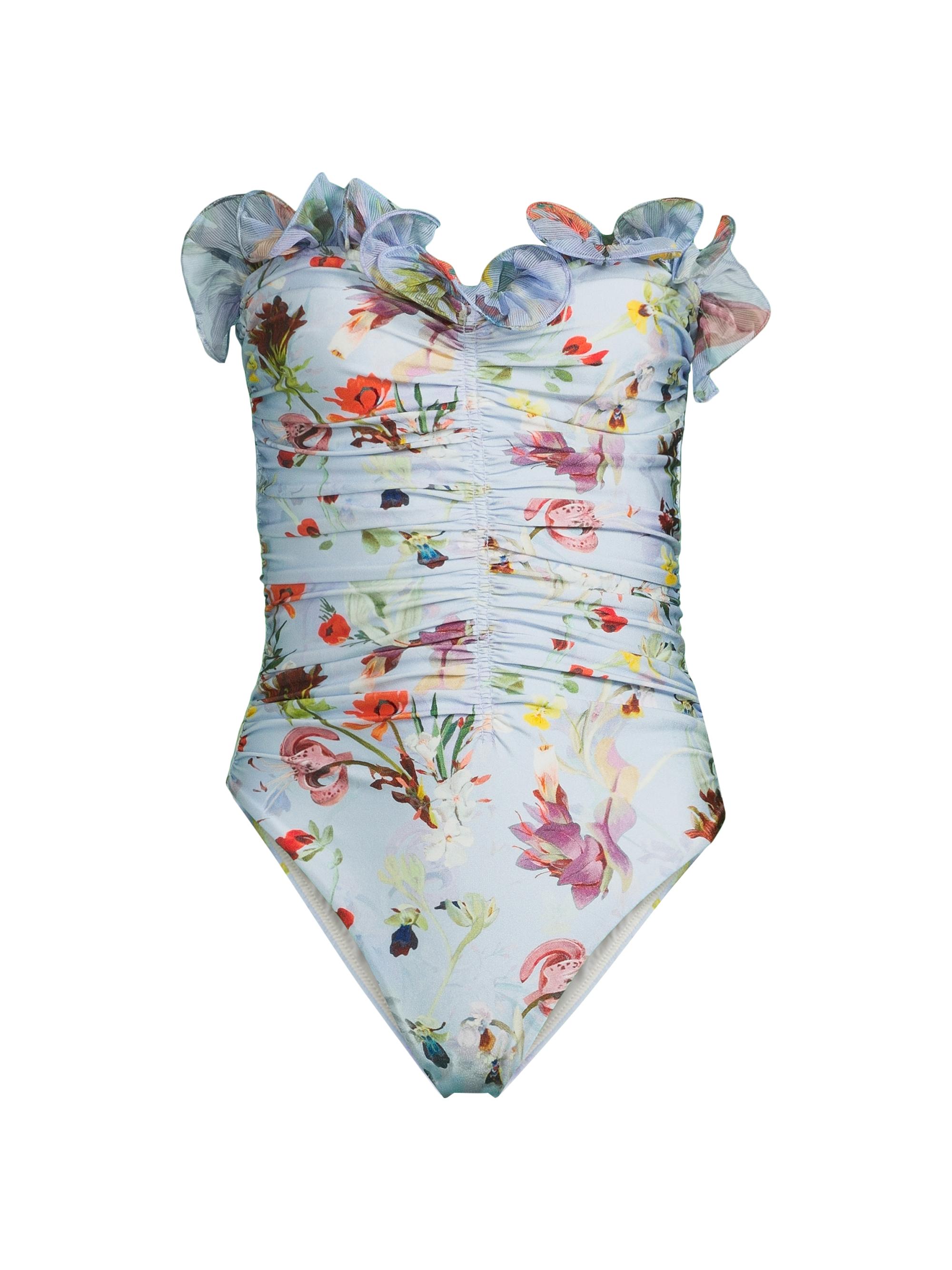 PatBO Women's Lily Flower One-Piece Swimsuit - Blue