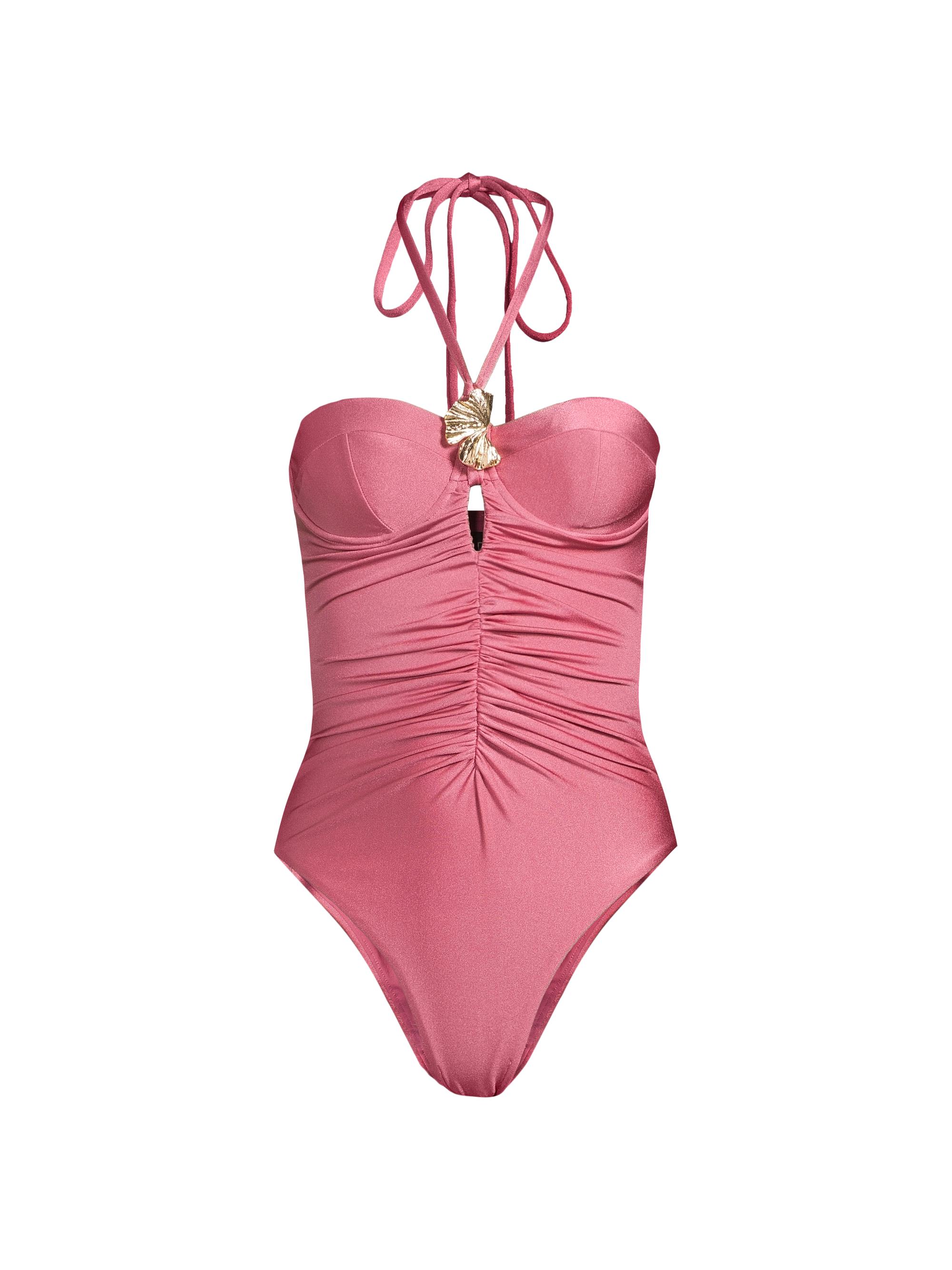 PatBO Women's Seashell Halter One-Piece Swimsuit - Pink