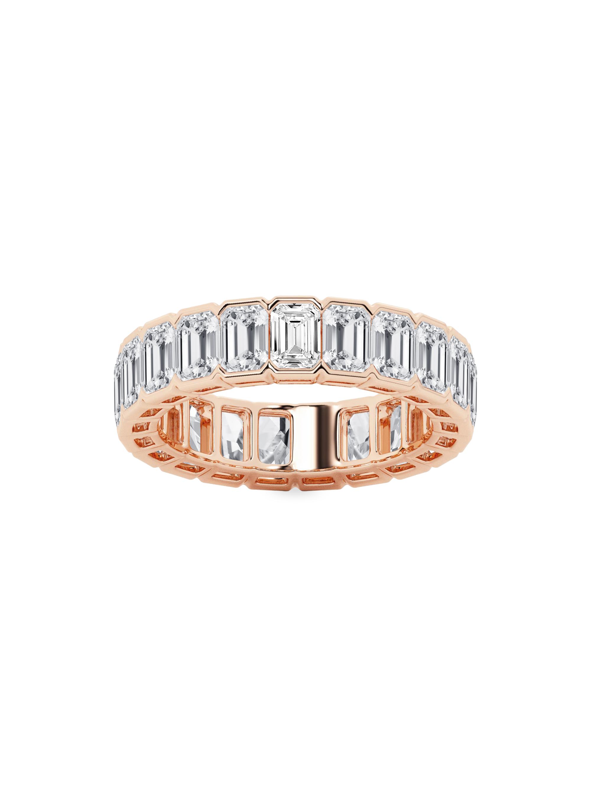 Saks Fifth Avenue Collection Women's 14K Rose Gold & Emerald-Cut Natural Diamond Eternity Band/3.00-5.00 TCW - 5 Tcw