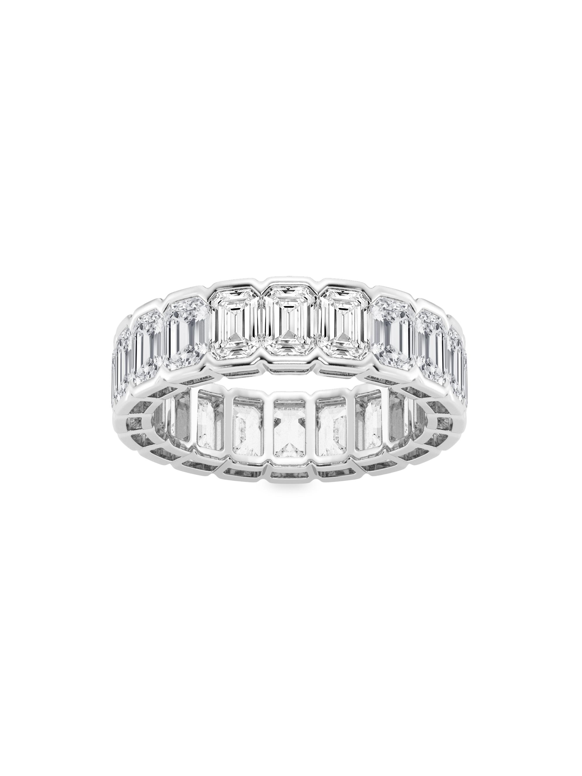 Saks Fifth Avenue Collection Women's Platinum & Emerald-Cut Natural Diamond Eternity Band/3.00-5.00 TCW - 5 Tcw