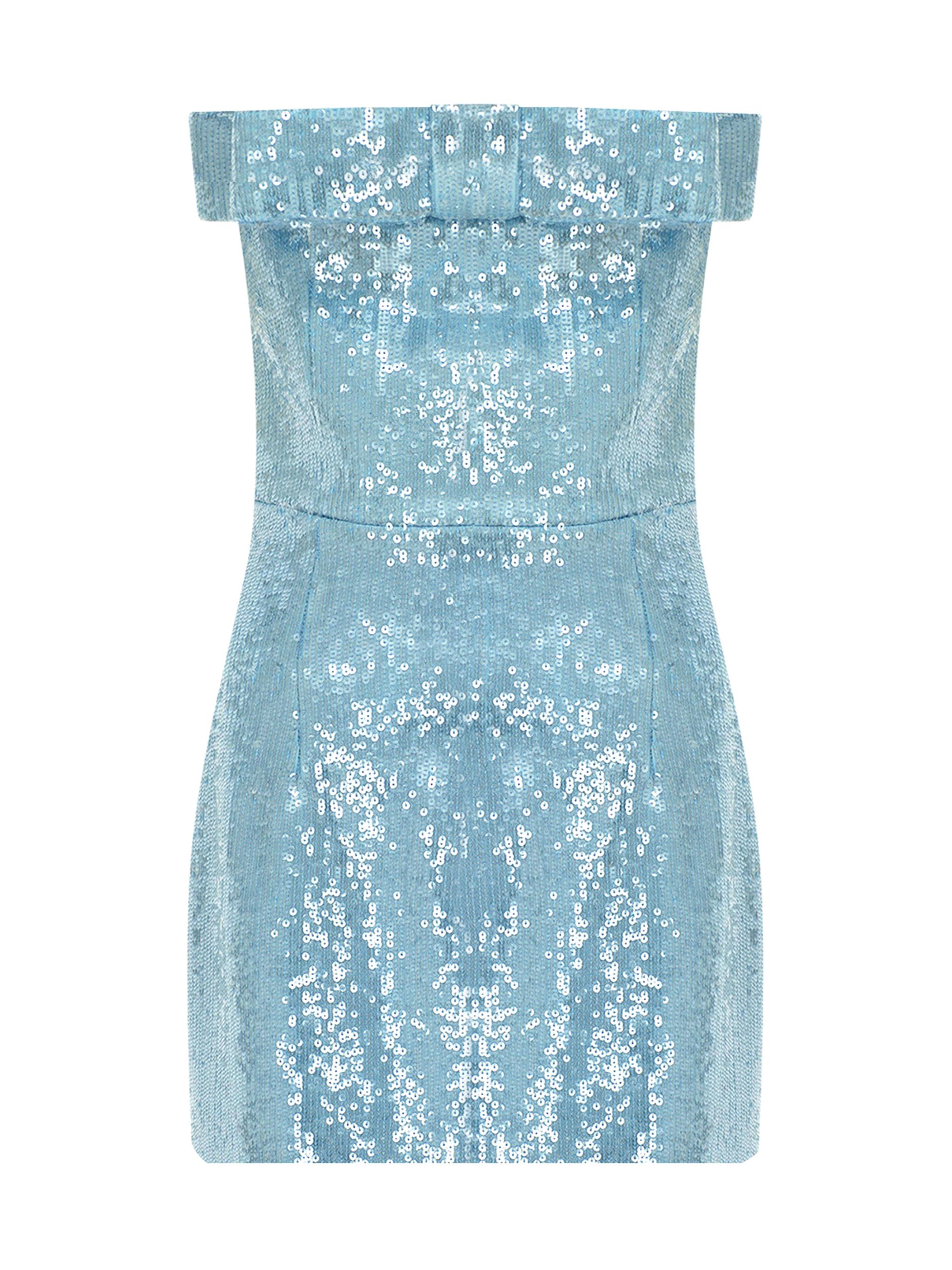 The New Arrivals Ilkyaz Ozel Women's Sisu Sequined Bow Strapless Minidress - Sparkling Azure
