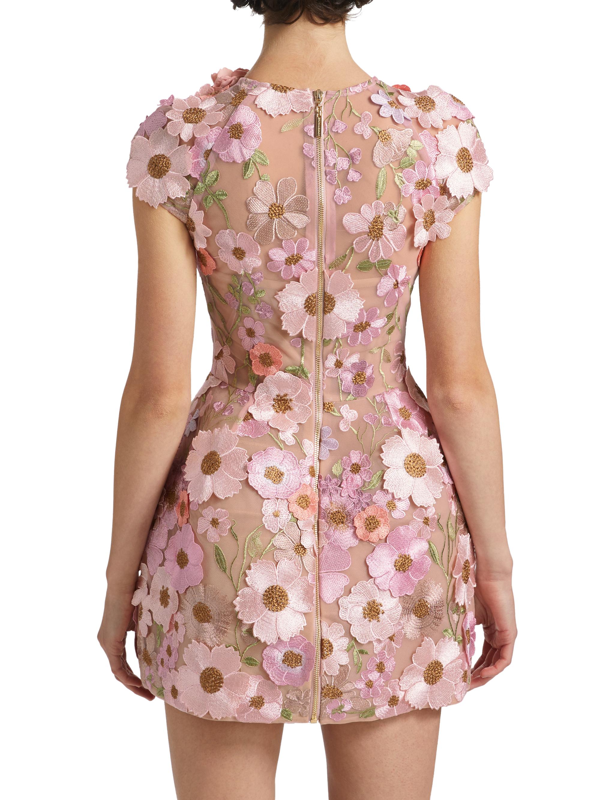 jasmine embroidered floral applique mini dress Jasmine 3D Floral Embroidered Mini Dress | Ready-To-Ship main image 1