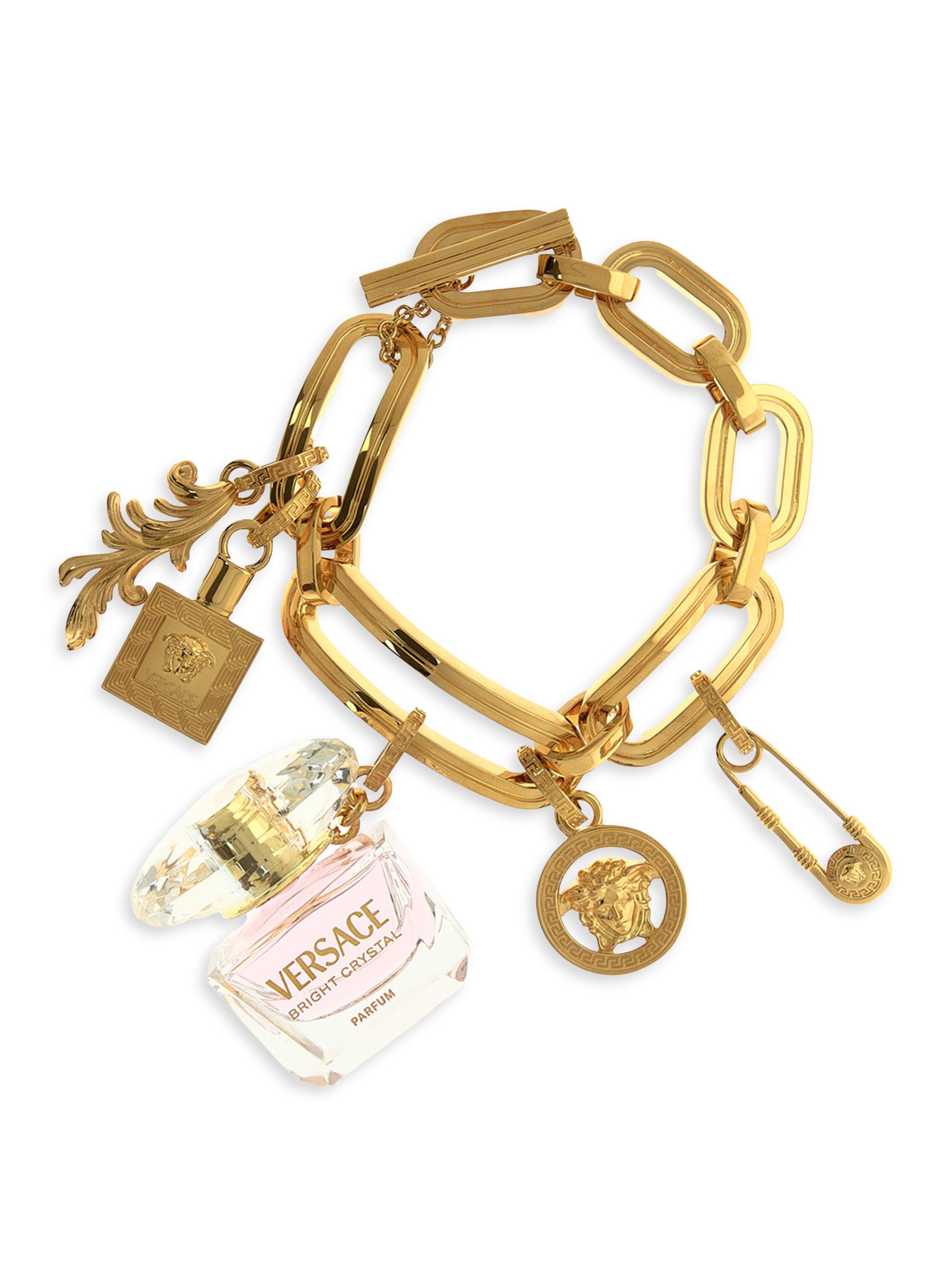 Versace Women's Goldtone & Resin Charm Bracelet -  Gold Bright Crystal