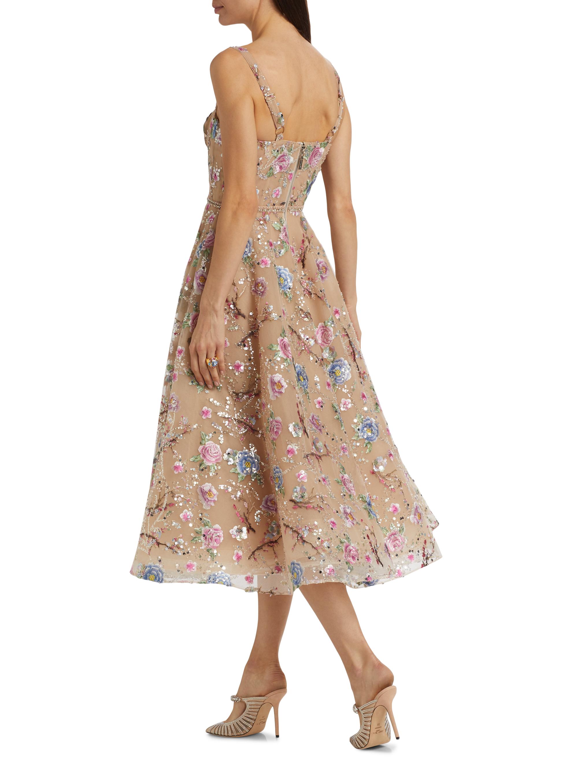 bebe women's floral embroidered midi dress Bebe Dress main image 0