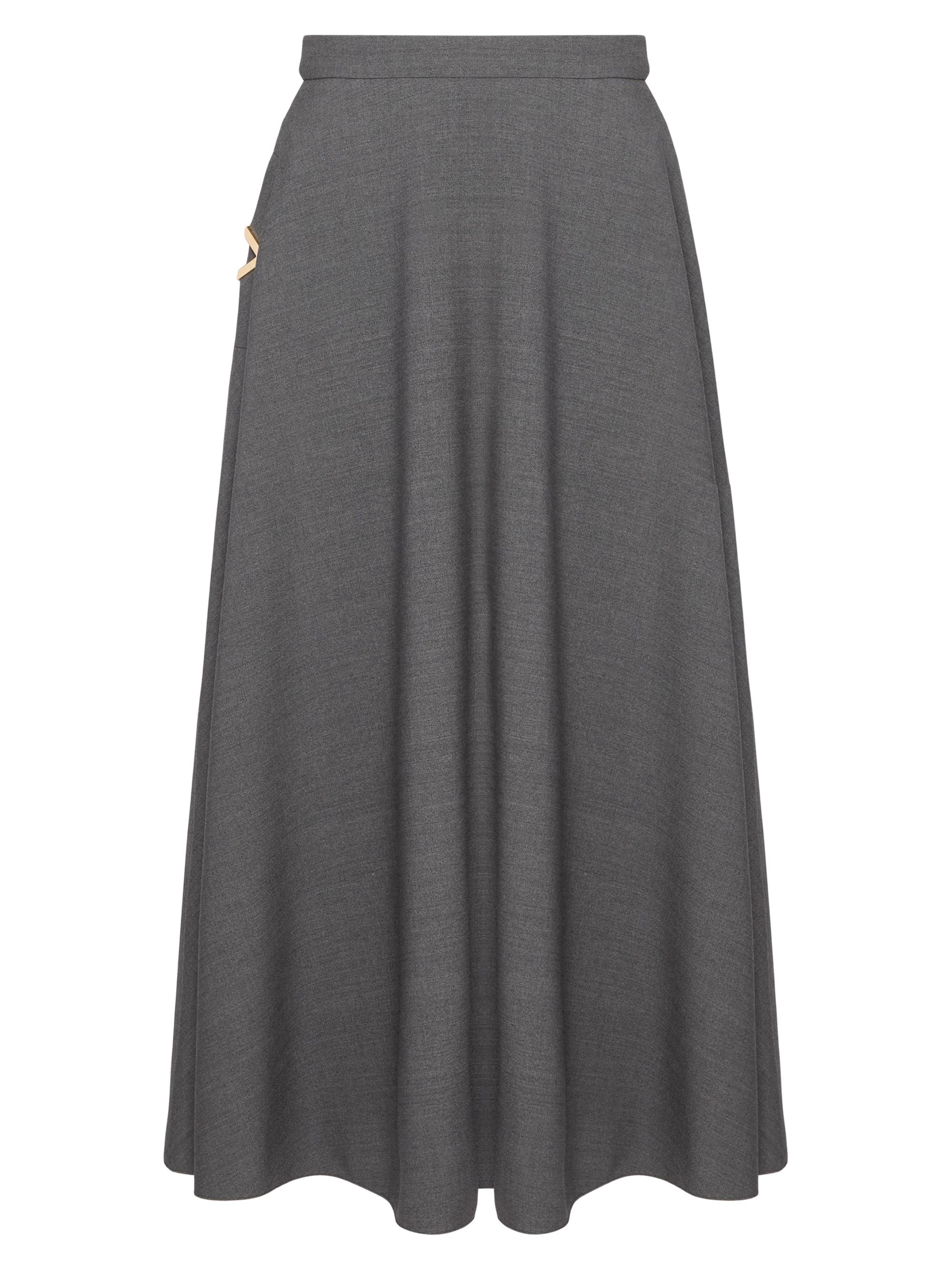 Valentino Garavani Women's Active Gabardine Midi Skirt - Grey