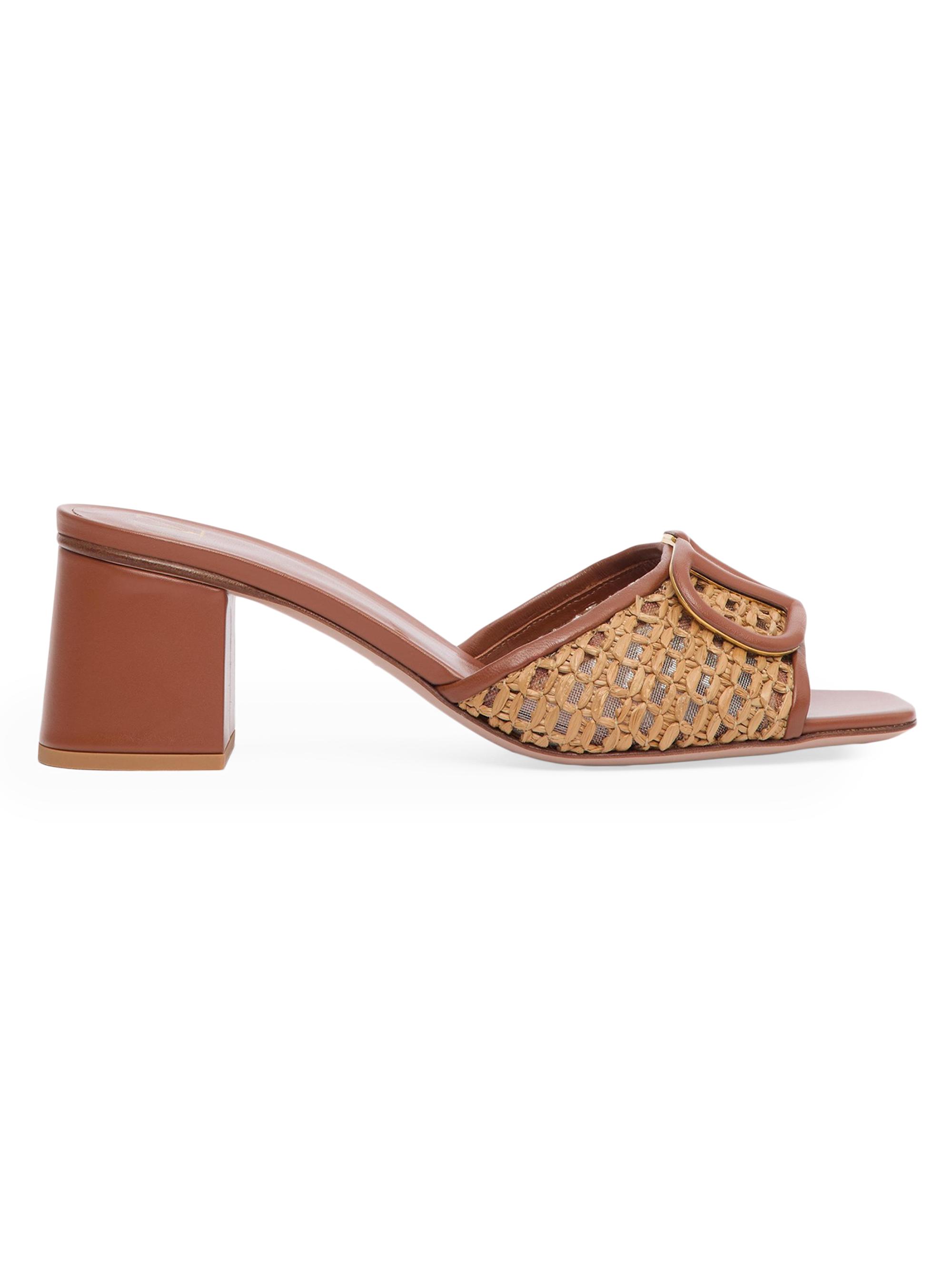 Valentino Garavani Women's Slide VLogo 60MM Signature Sandals in Raffia - Tobacco