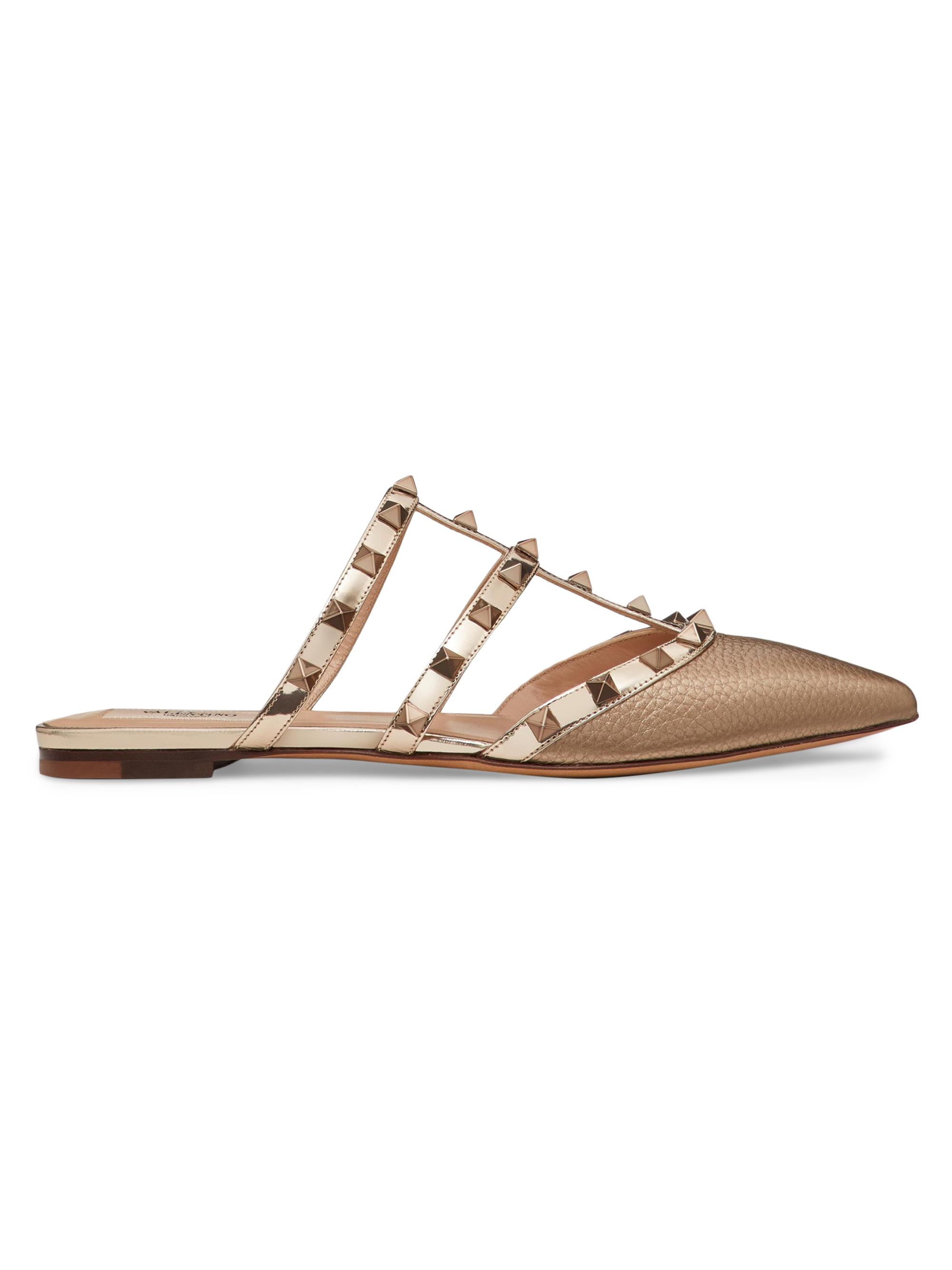 Valentino Garavani Women's Metallic Rockstud Mules - Beige