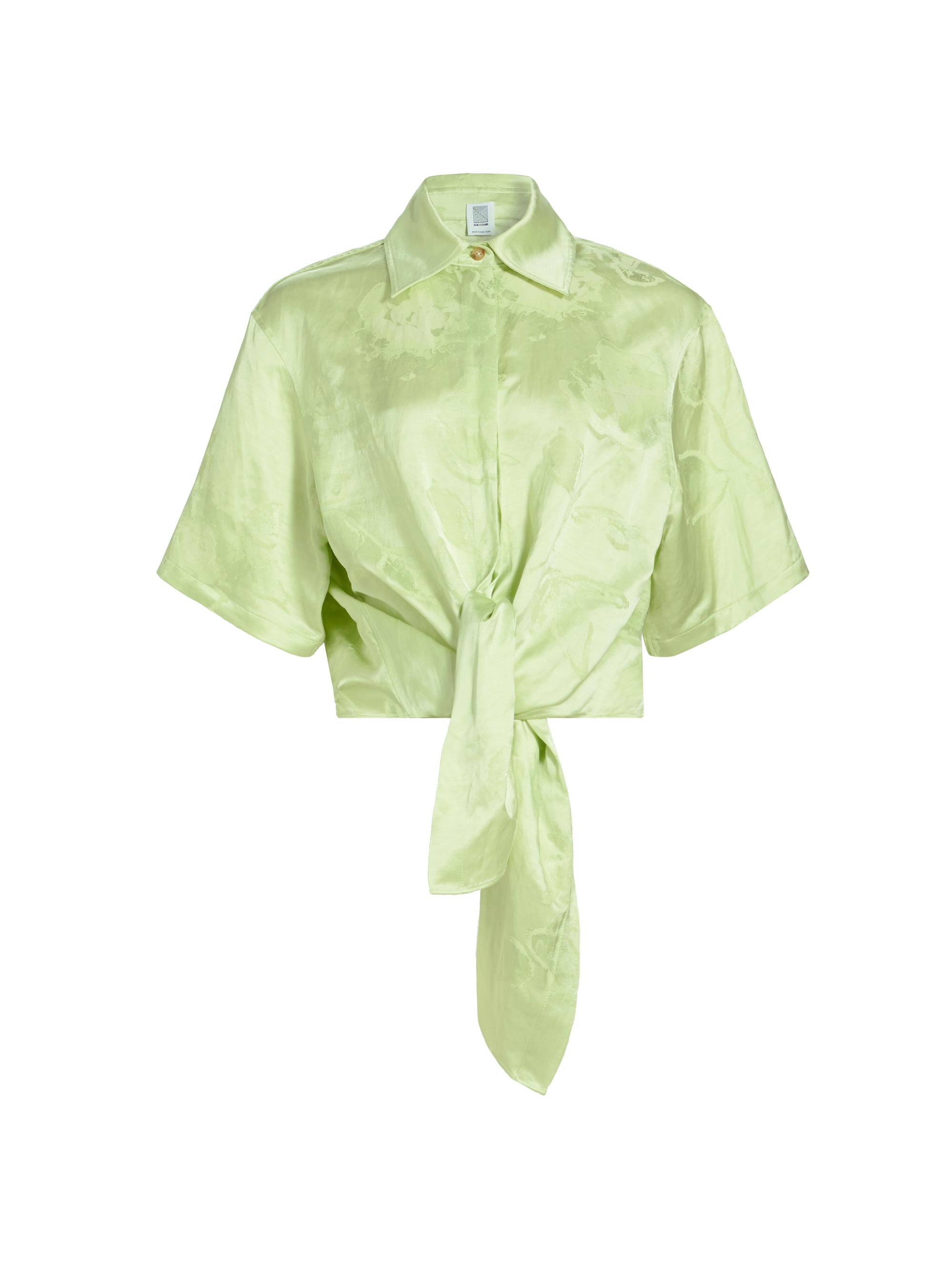 Rosie Assoulin Women's Tie Me Up Floral Jacquard Self-Sash Shirt - Light Sage