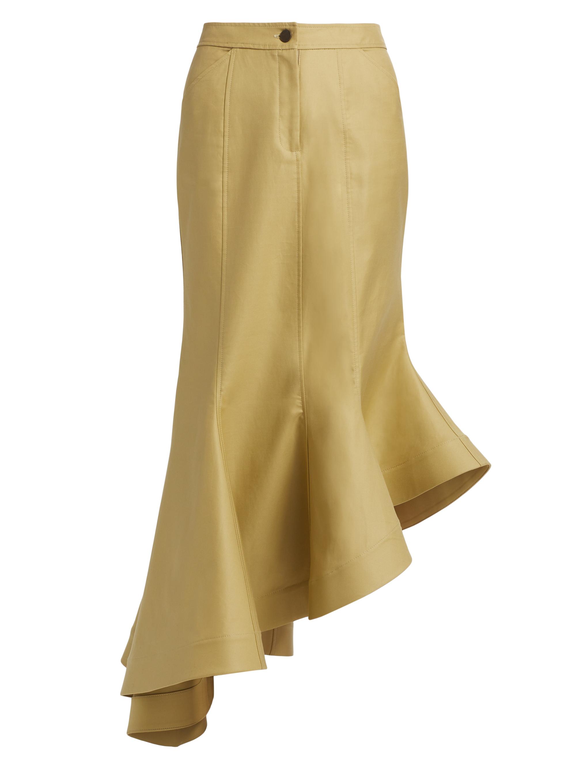 Rosie Assoulin Women's Wave Asymmetric Cotton-Twill Maxi Skirt - Wheat