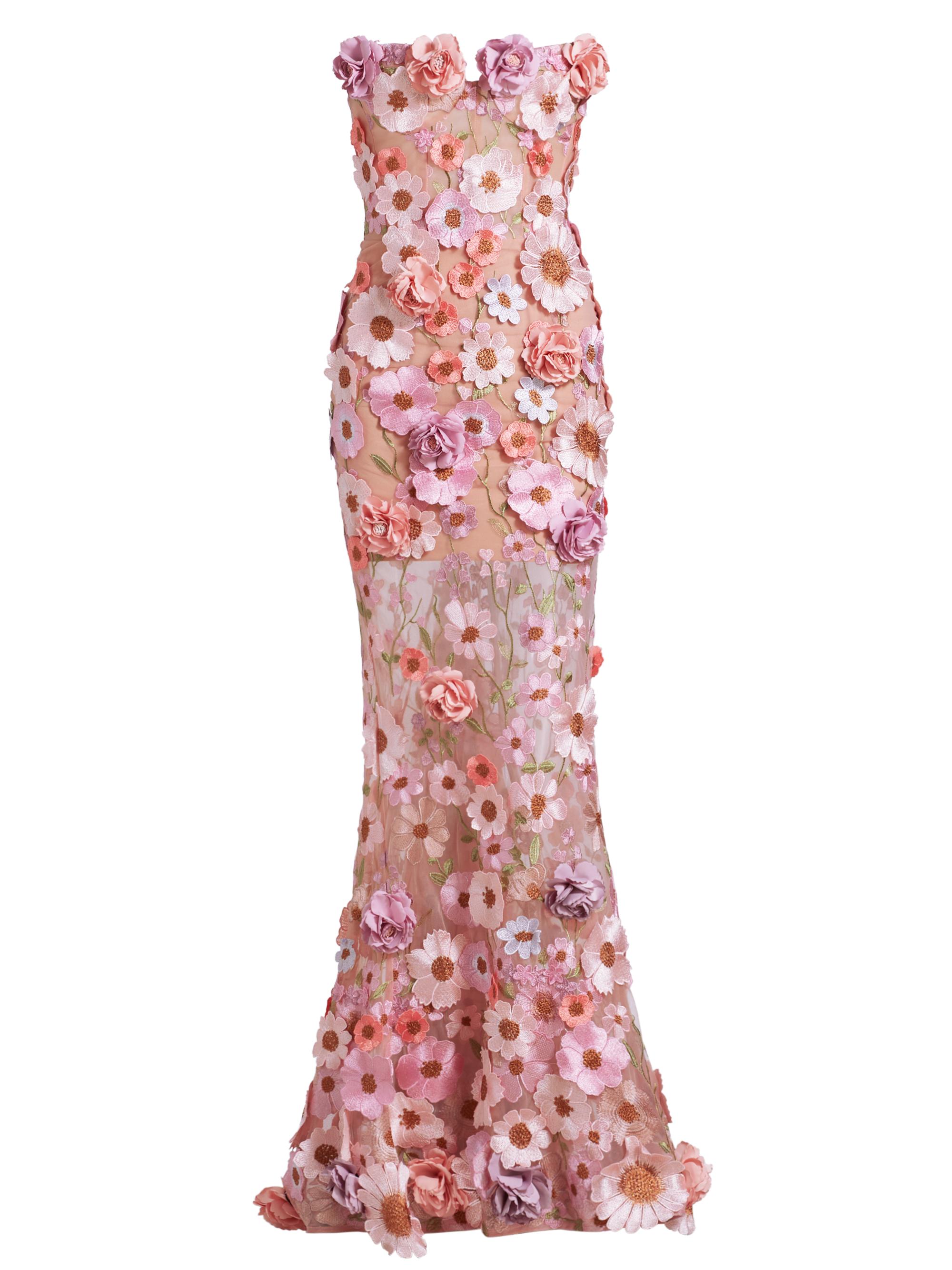 Bronx and Banco Women's Jasmine Floral Gown - Pastel Pink Multi