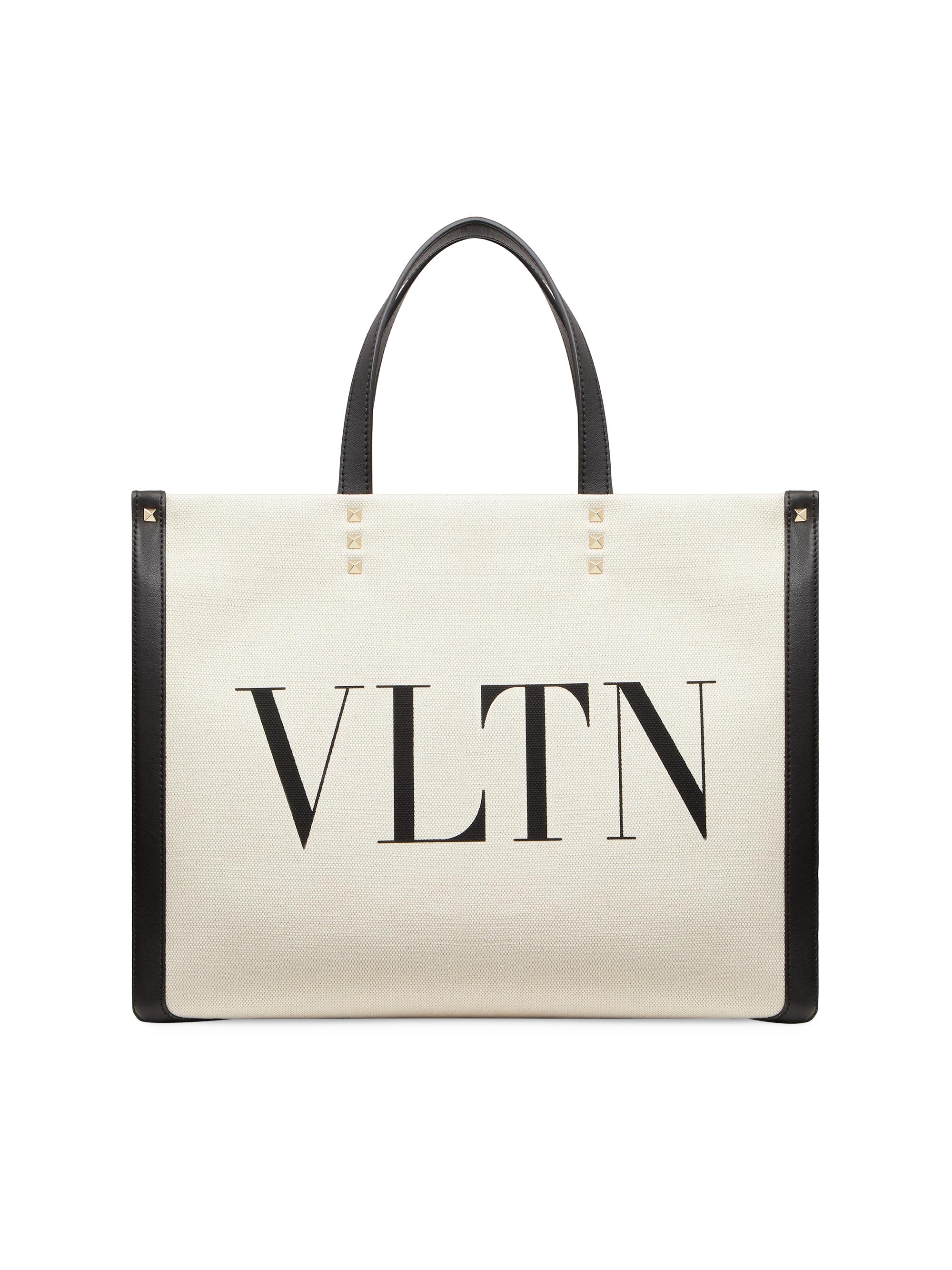 Valentino Garavani Women's  VLTN Print Canvas Tote Bag - Natural Black