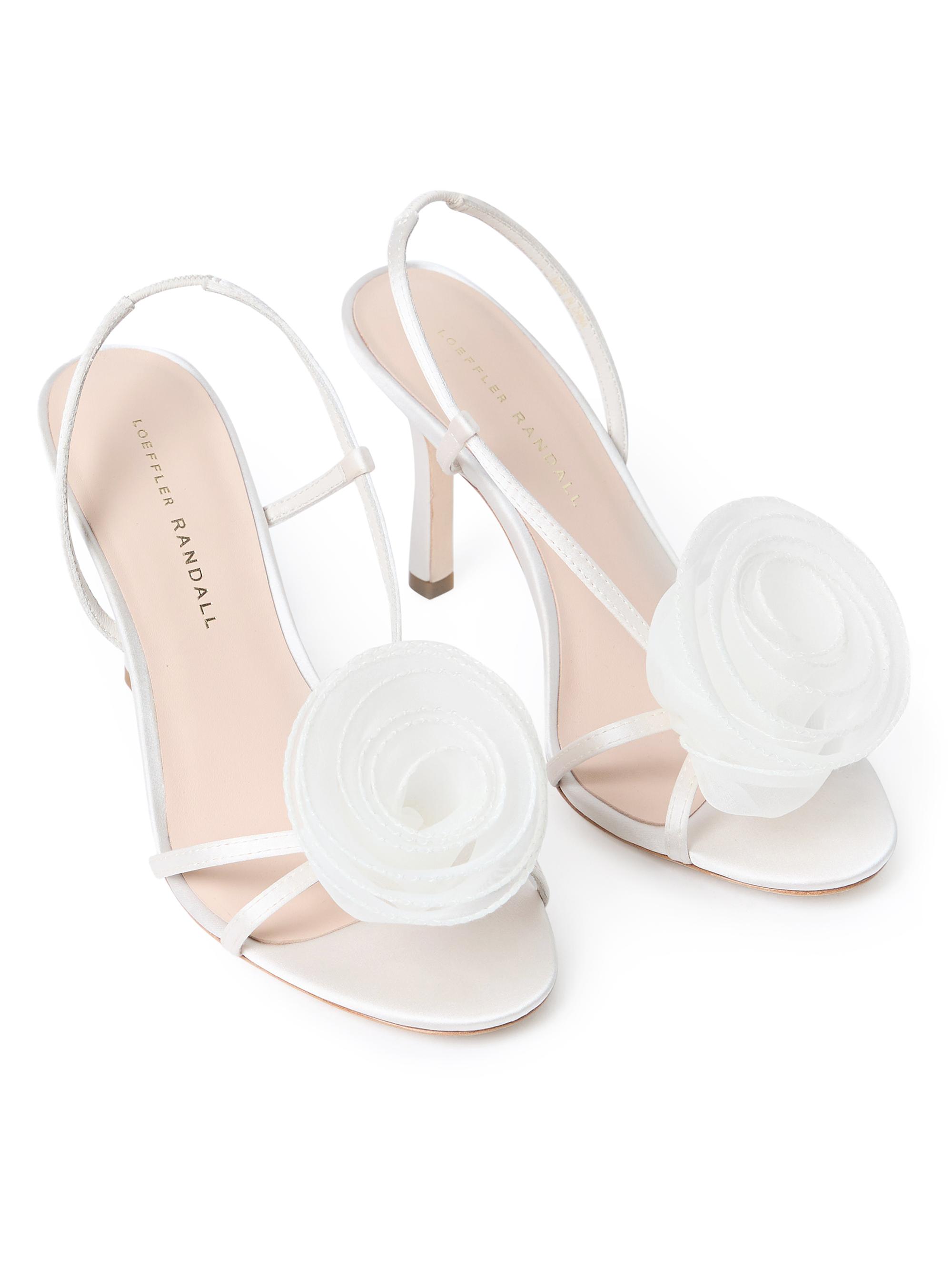 ホワイトローズとダマスクリボンのタッセル入豪華エレガントリース♪☆* Loeffler Randall Steph Organza Rosette 100MM Stiletto Sandals