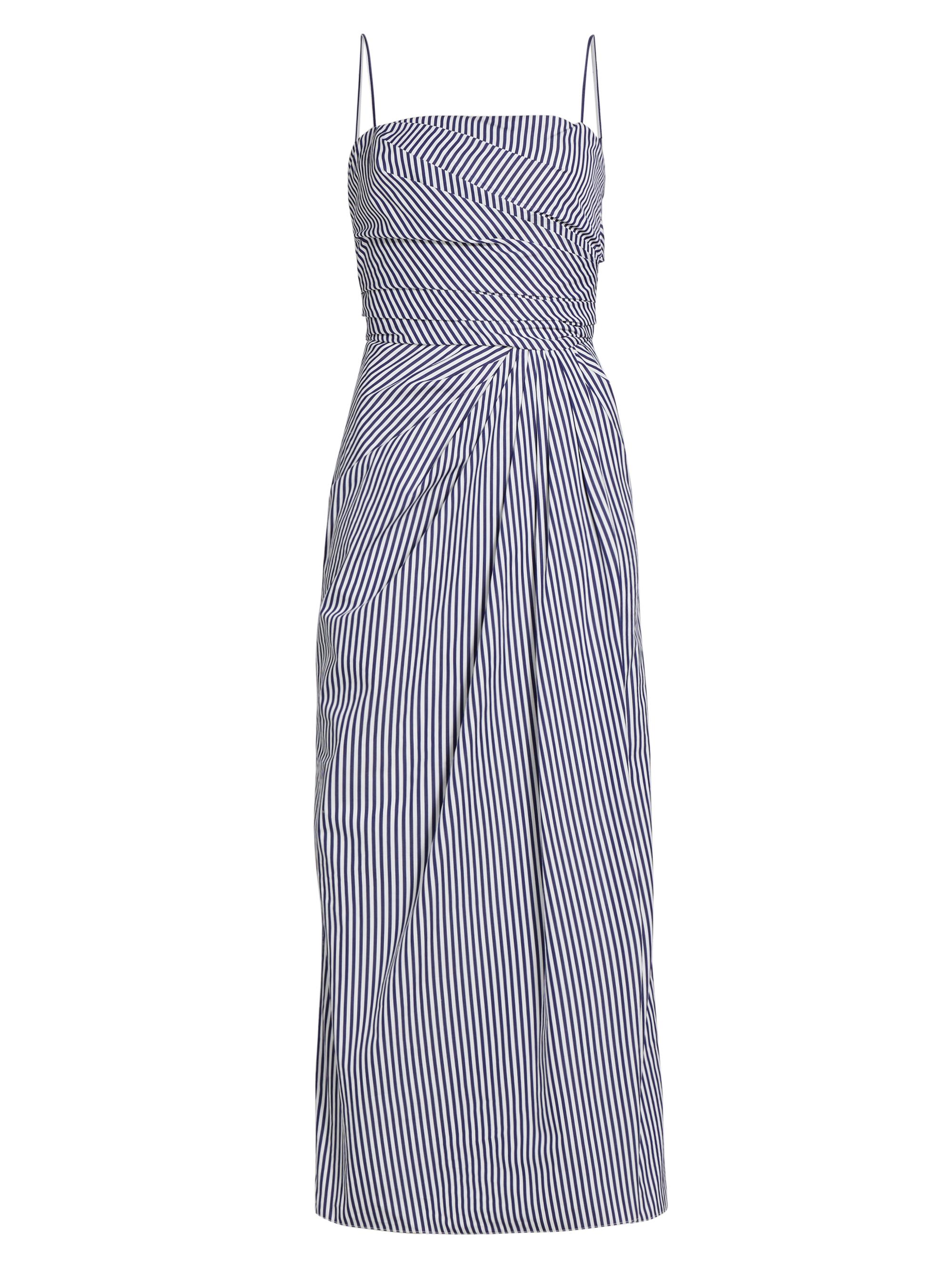 Adam Lippes Women's Cari Stripe Poplin Midi-Dress - Navy White