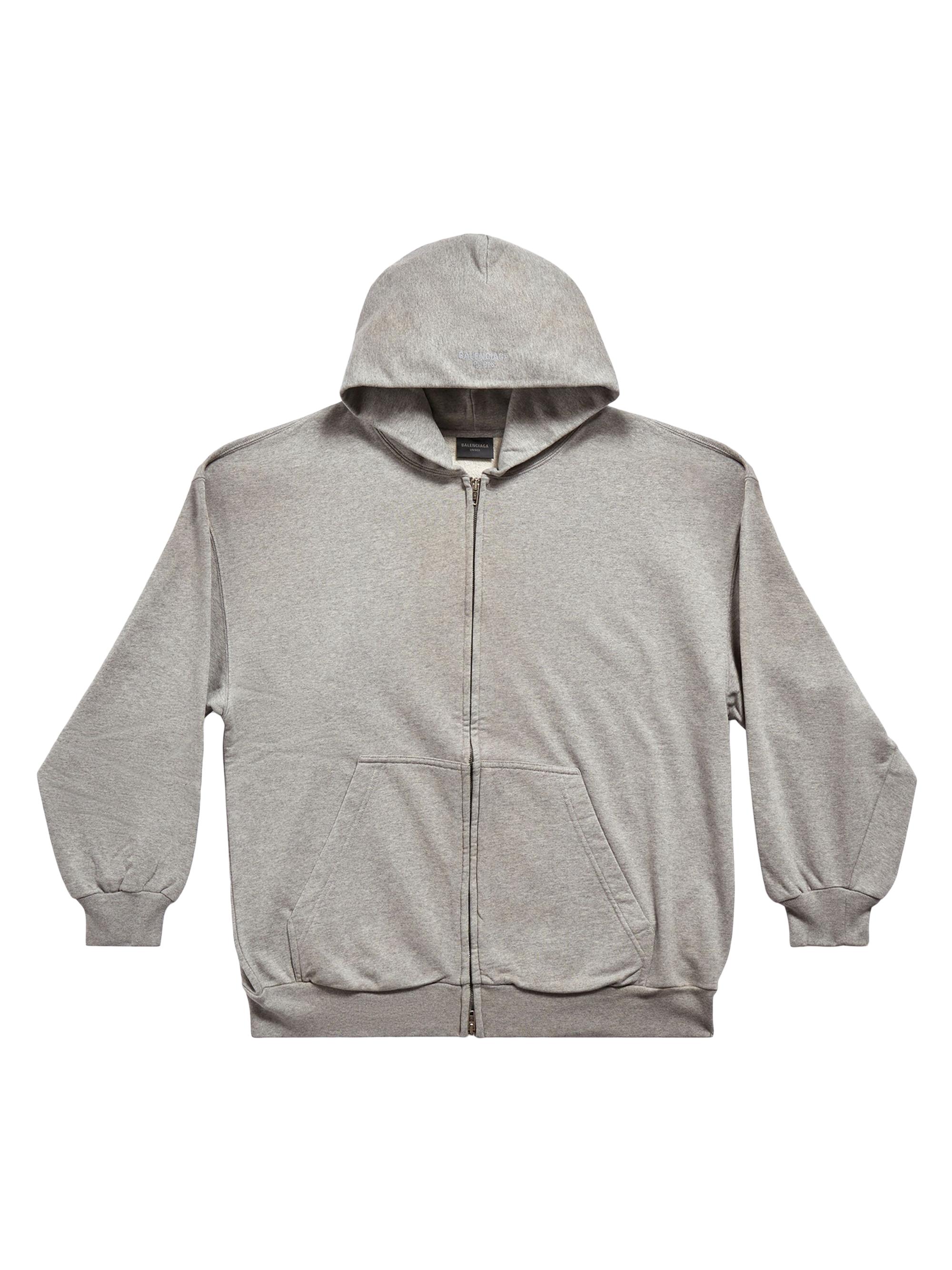 Balenciaga Paris Zip-Up Hoodie Small Fit - Grey