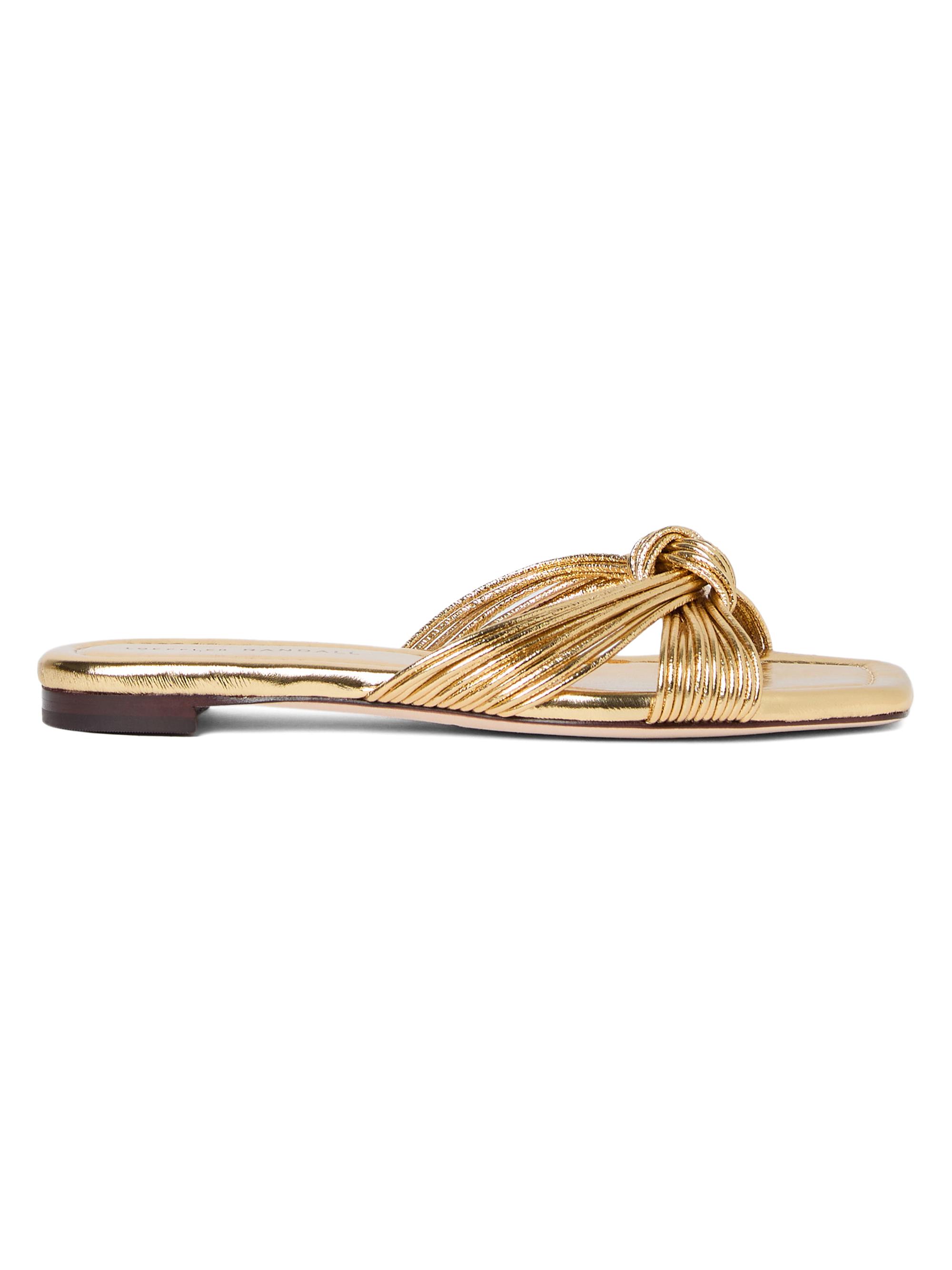Loeffler Randall Women's Flossie Knotted Metallic Leather Sandals - Champagne