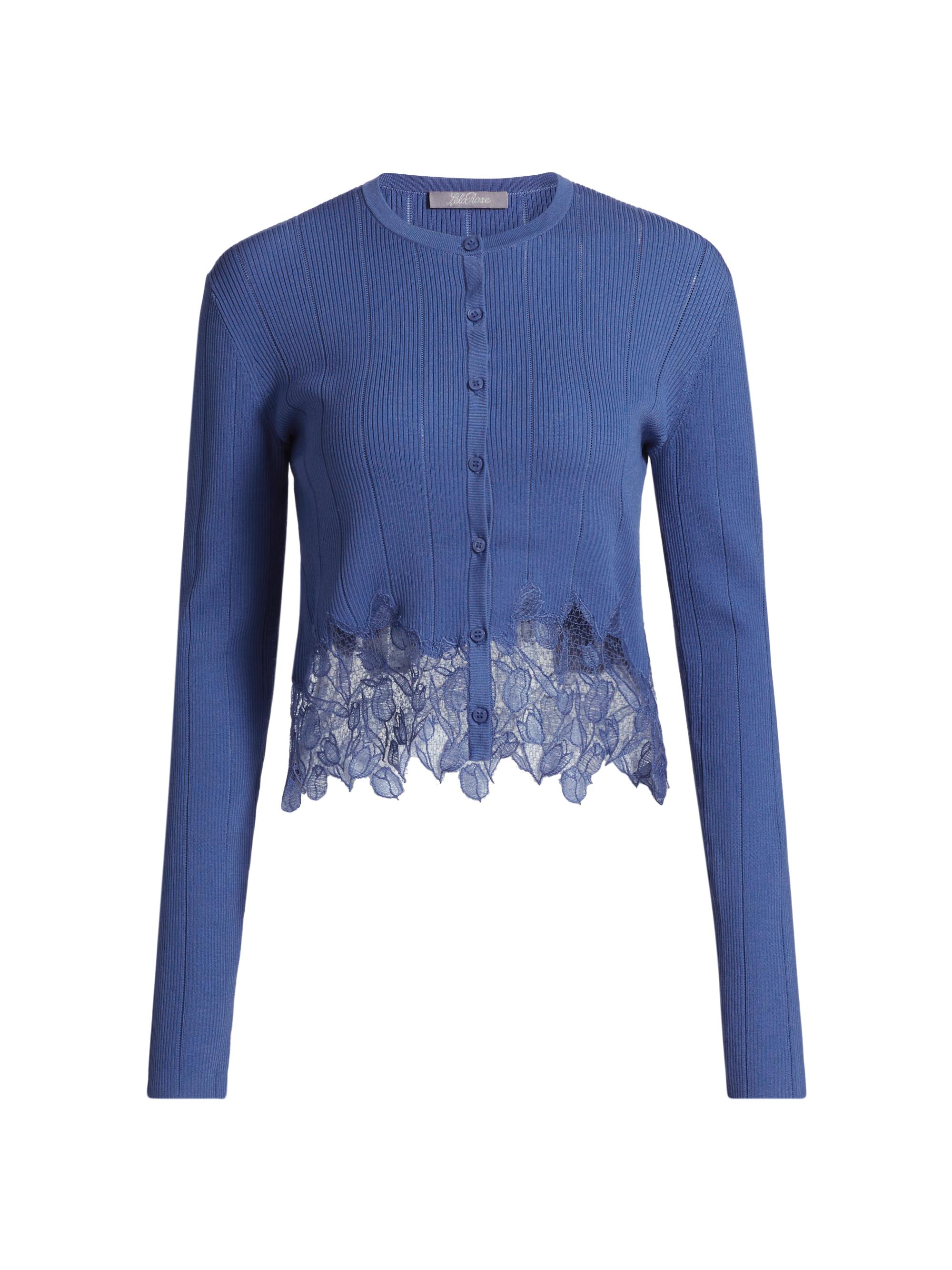 Lela Rose Lace-Trim Knit Cardigan | Saks Fifth Avenue