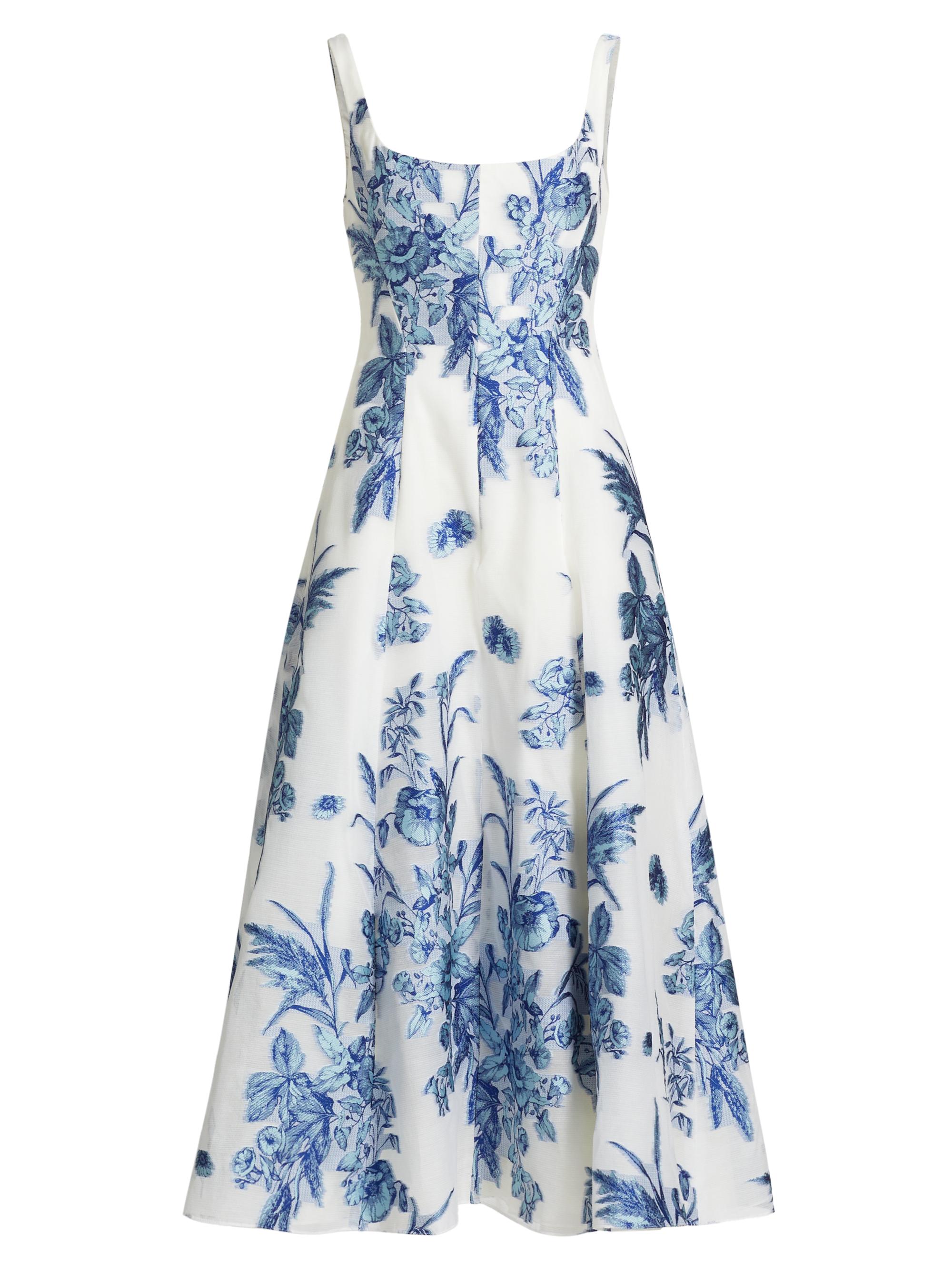 Lela Rose Women's Floral Fil Coupe Midi-Dress - Powder Blue