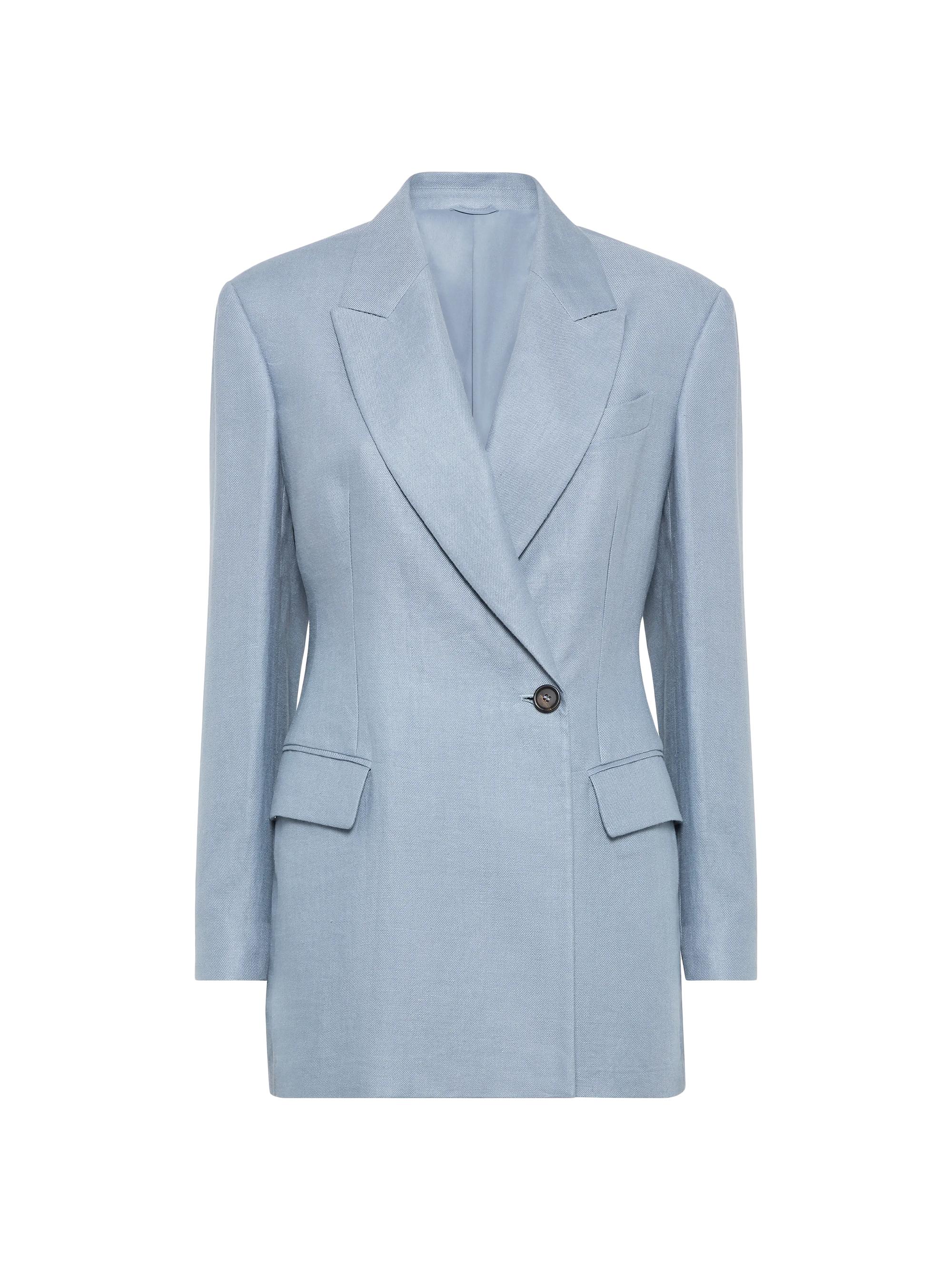 Brunello Cucinelli Women's Dyed Hemp and Linen Gabardine Blazer - Avio Blue