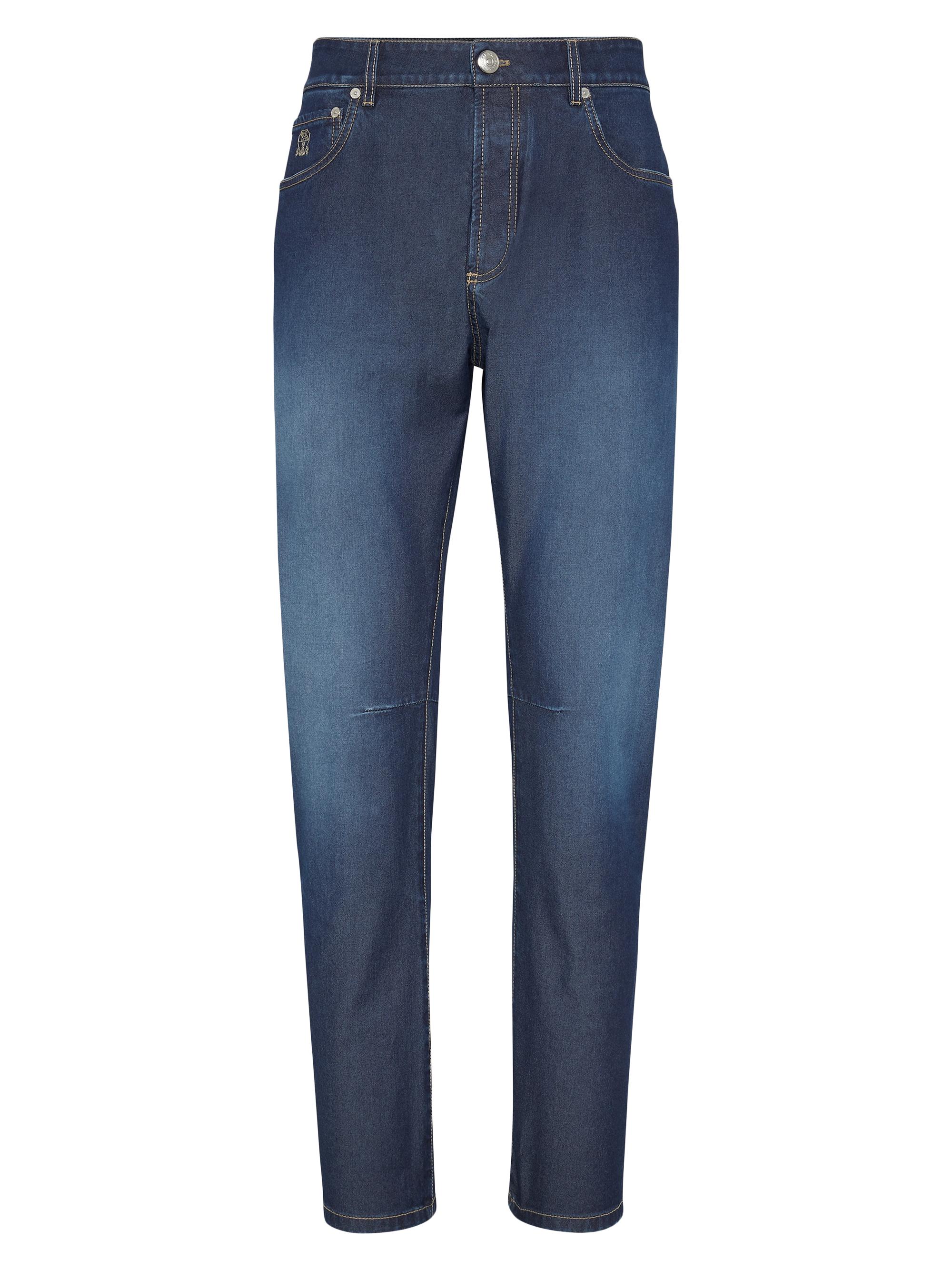 Brunello Cucinelli Men's Denim Leisure Fit Five Pocket Jeans - Dark Denim