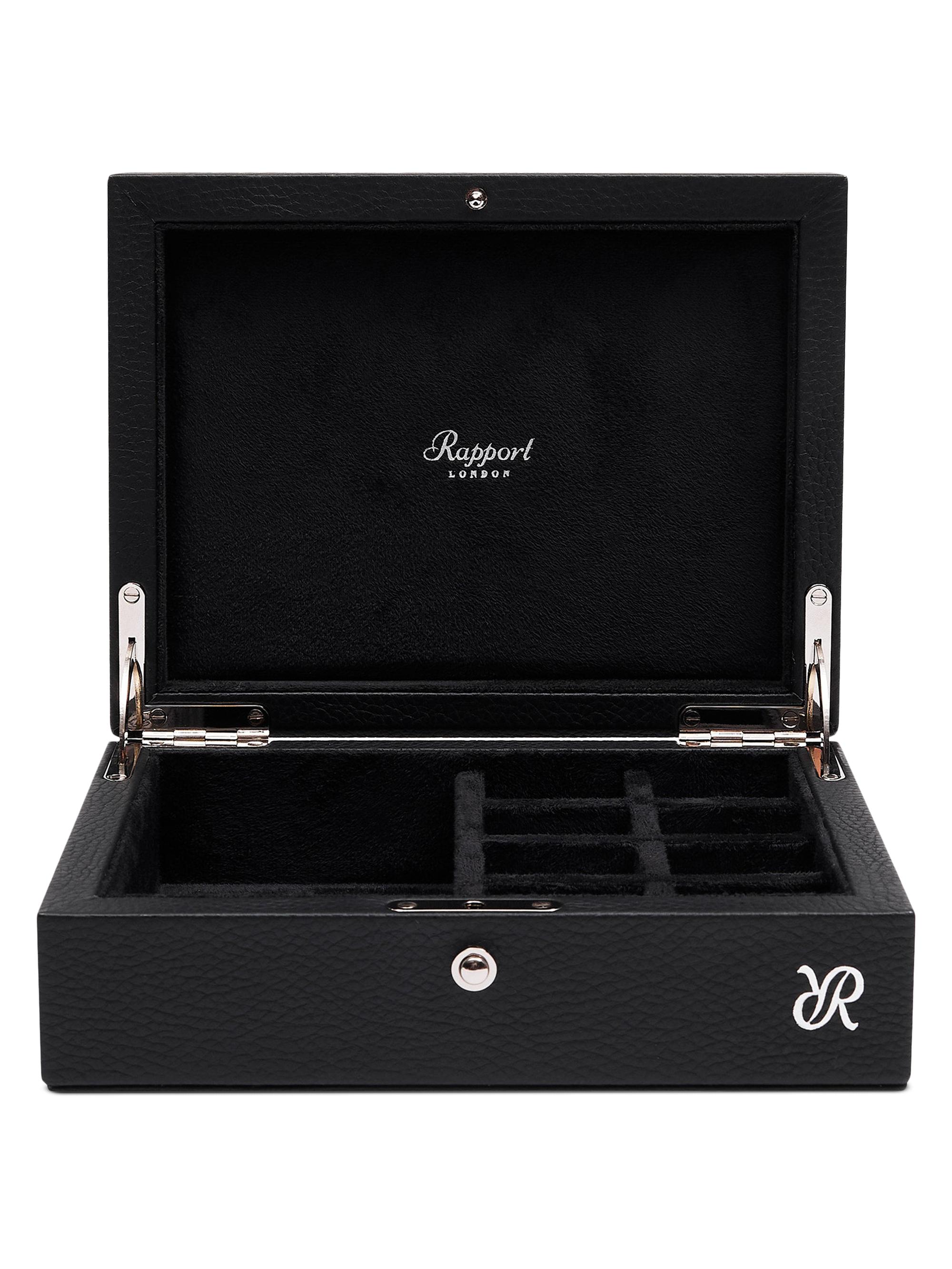 Rapport London Tuxedo Leather Cufflink Box - Black