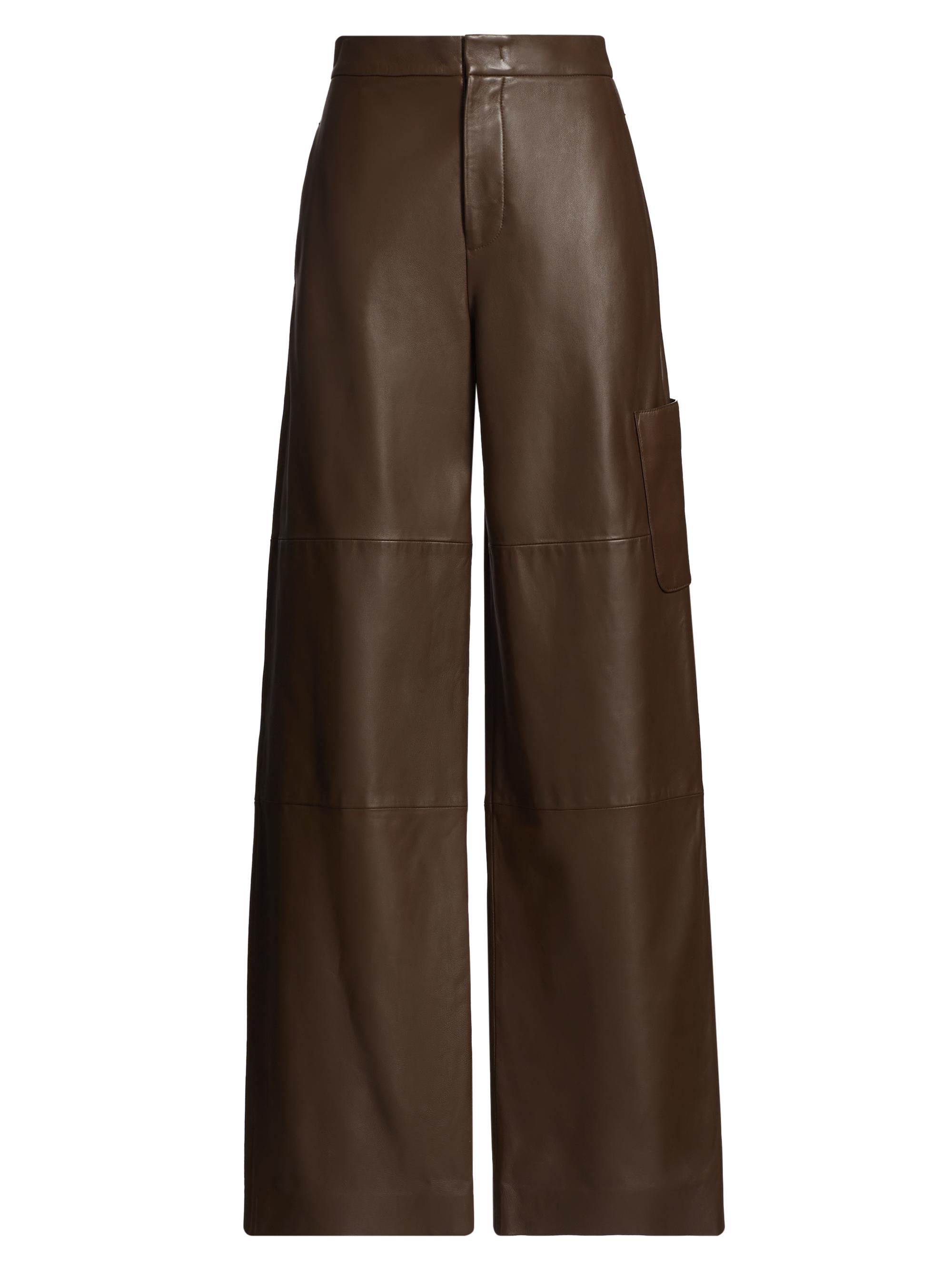 Vince Women's Leather Wide-Leg Utility Pants - Walnut