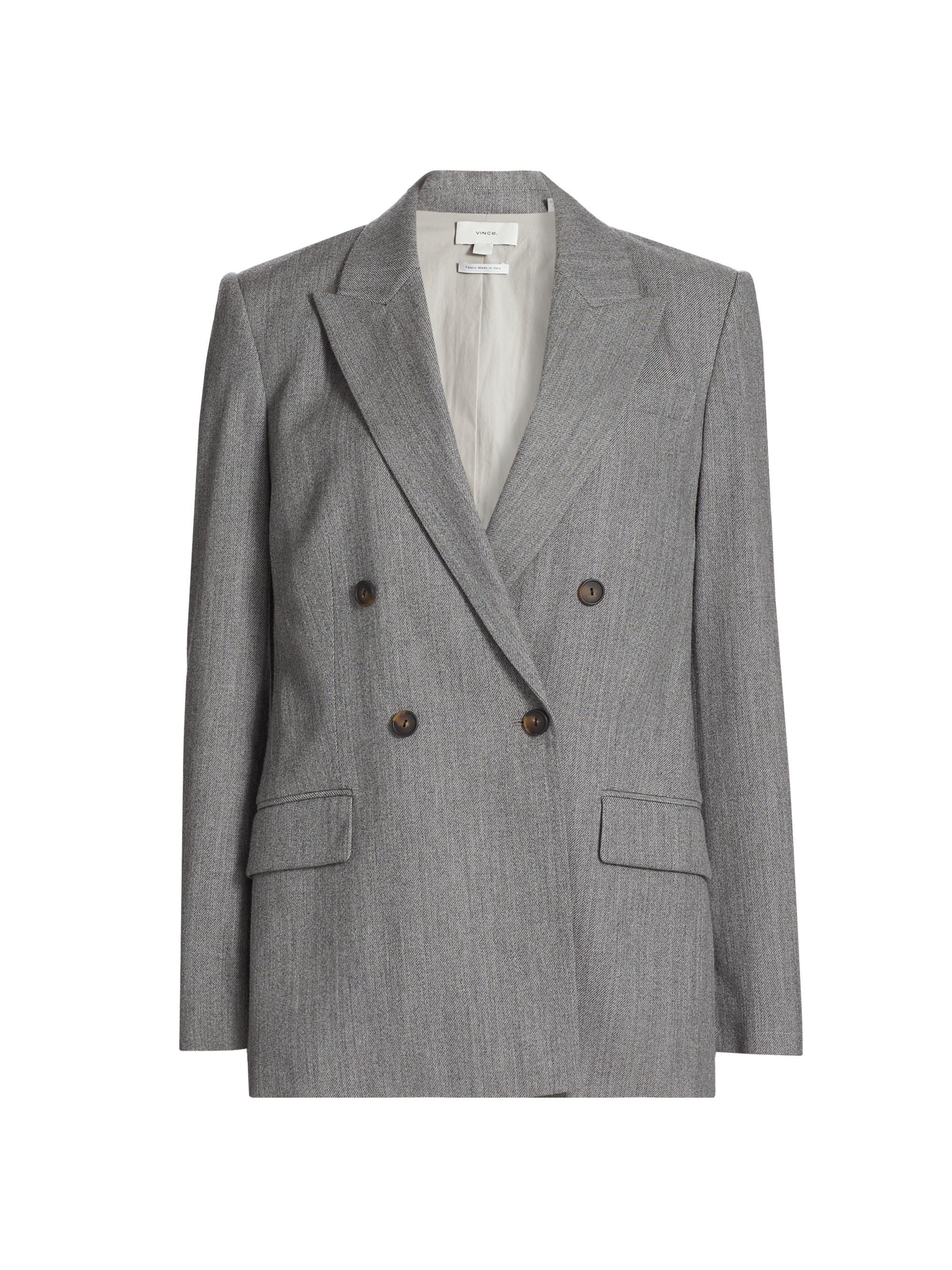 Vince Women's Wool Twill Double-Breasted Blazer - Dark Stone Grey