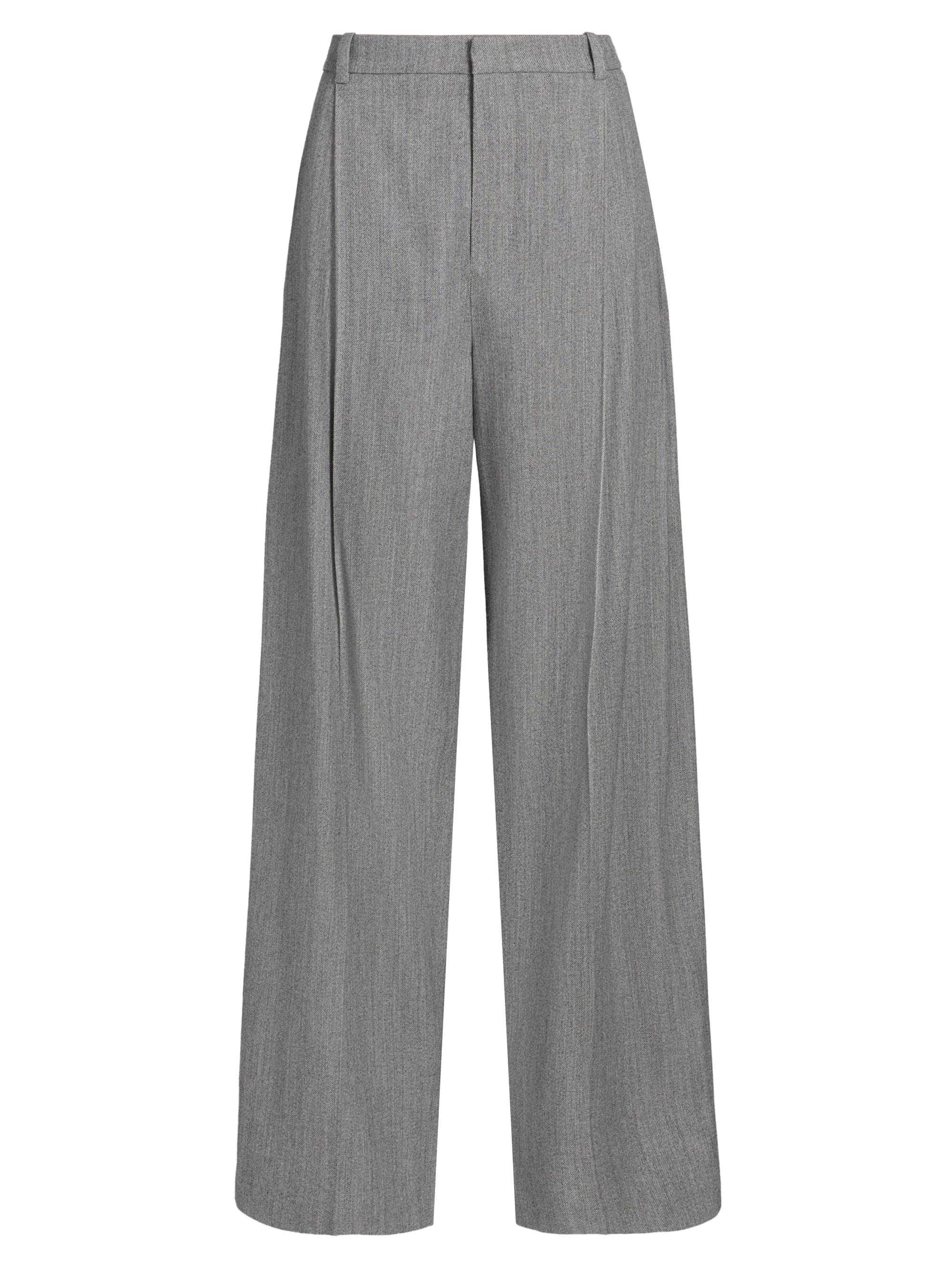 Vince Women's Twill Wide-Leg Trousers - Dark Stone Grey