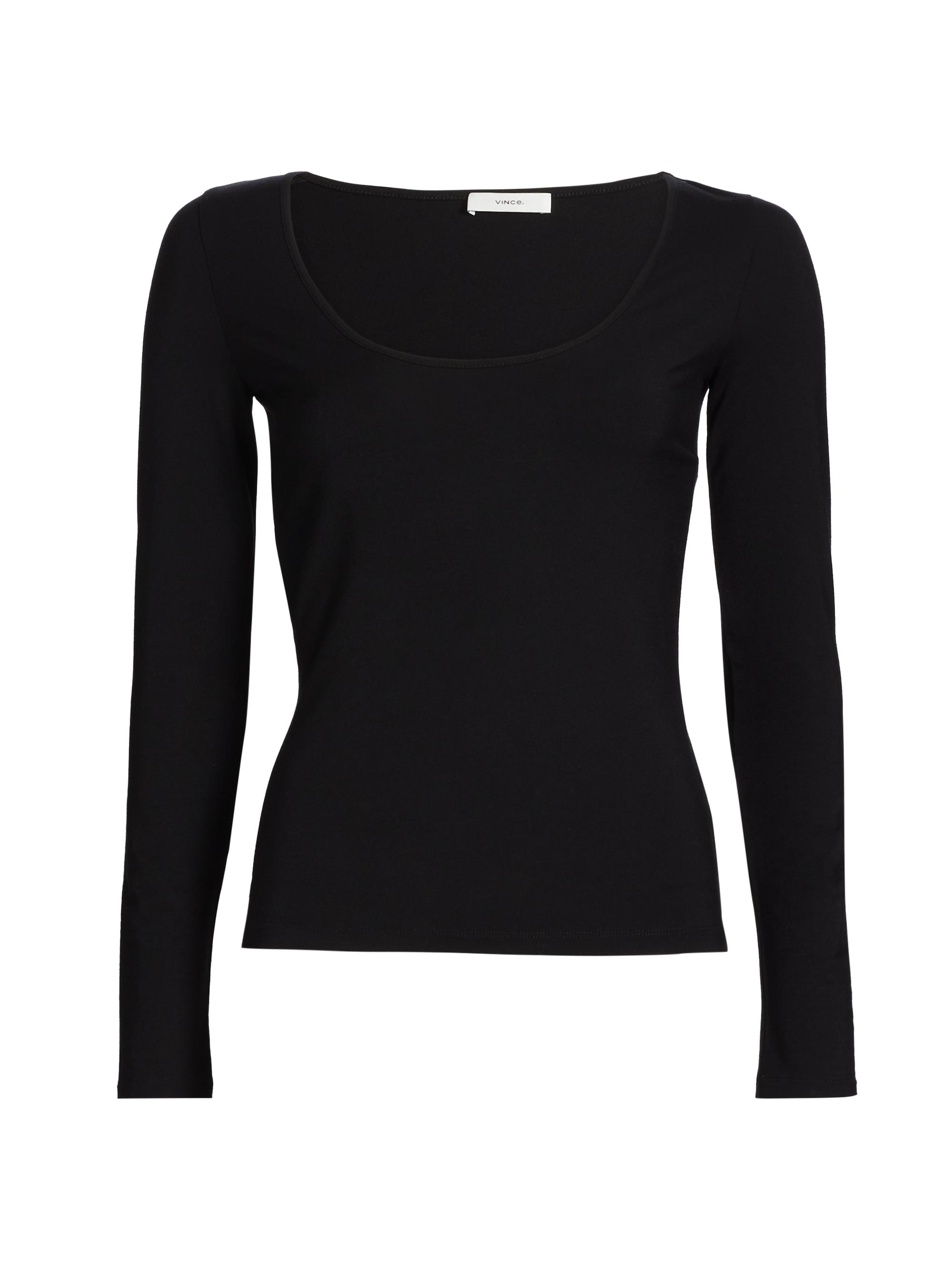 Vince Women's Scoopneck Slim-Fit T-Shirt - Black