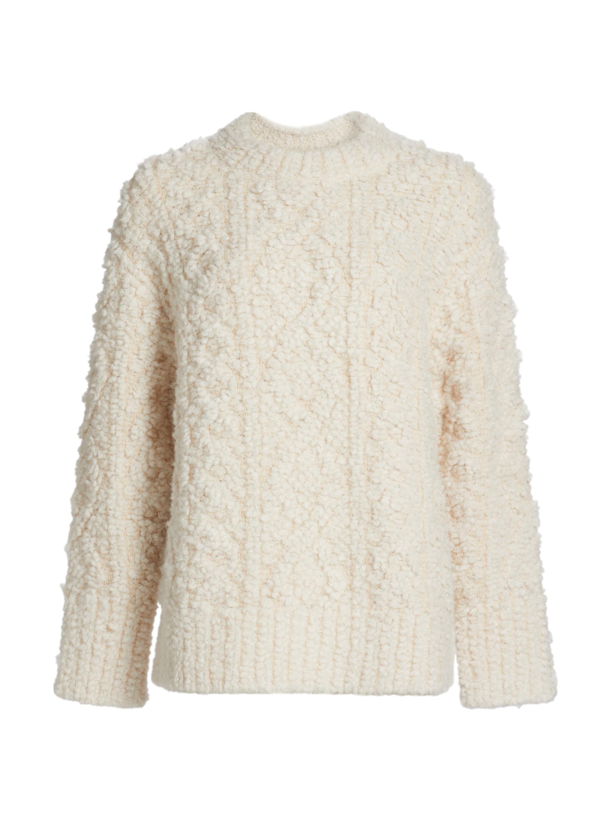 Vince Women's Textured Loop Stitch Cable-Knit Alpaca Crewneck Sweater - Off White