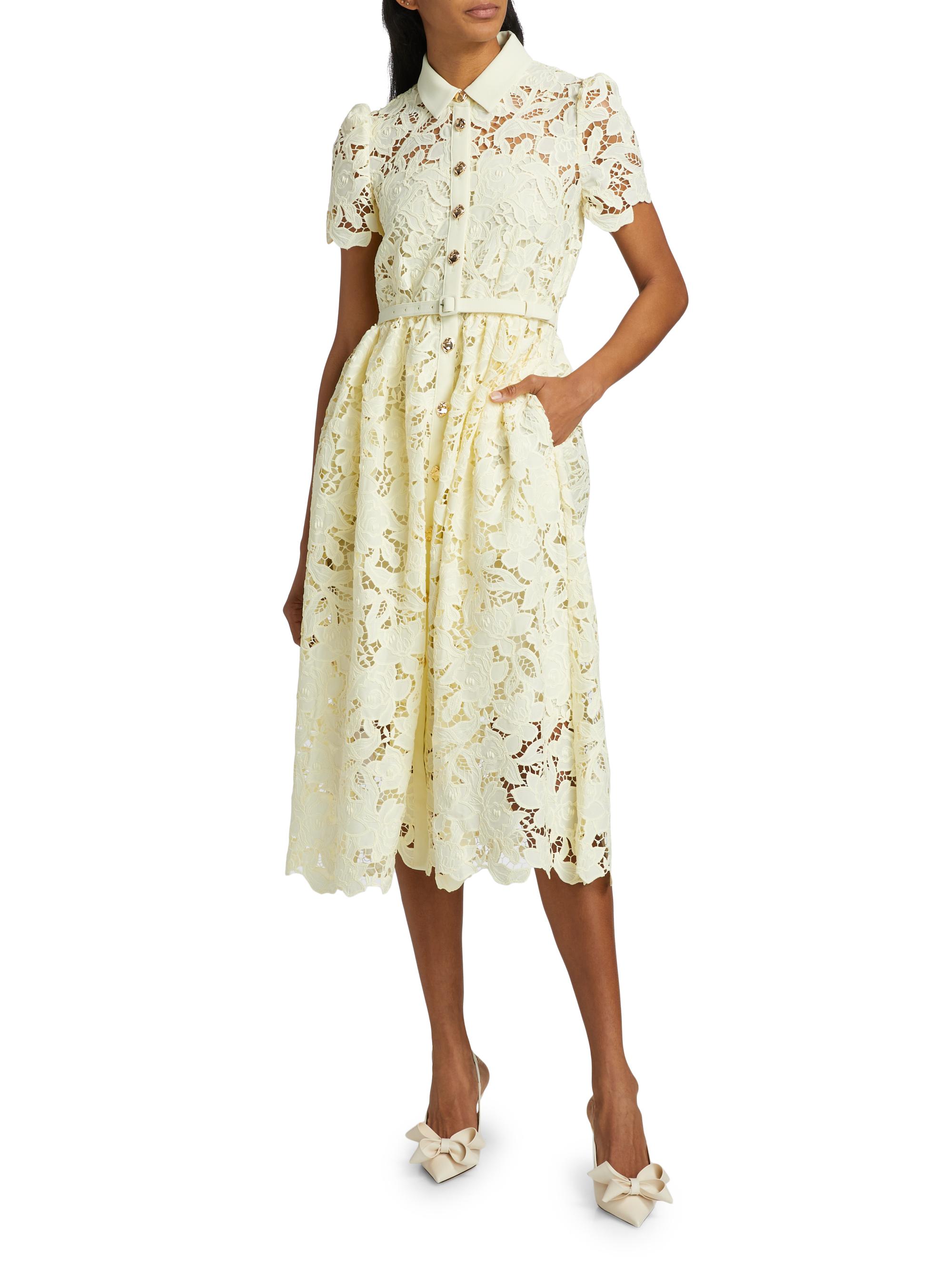 knee length dresses for ladies Self-Portrait - Blue Guipure Lace Midi Dress main image 0