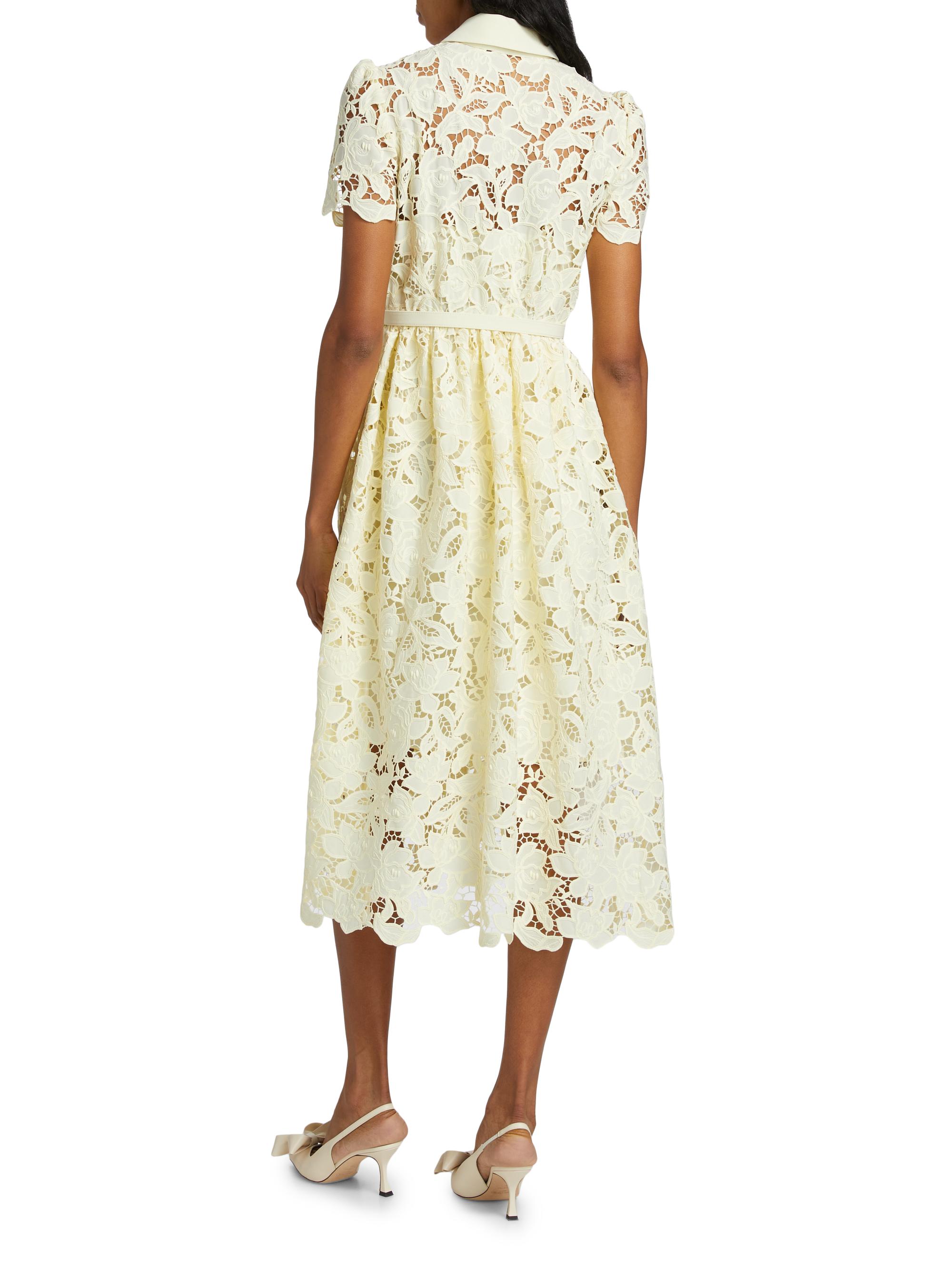 white christmas dresses Cream Floral Lace Mini Dress – self-portrait-US