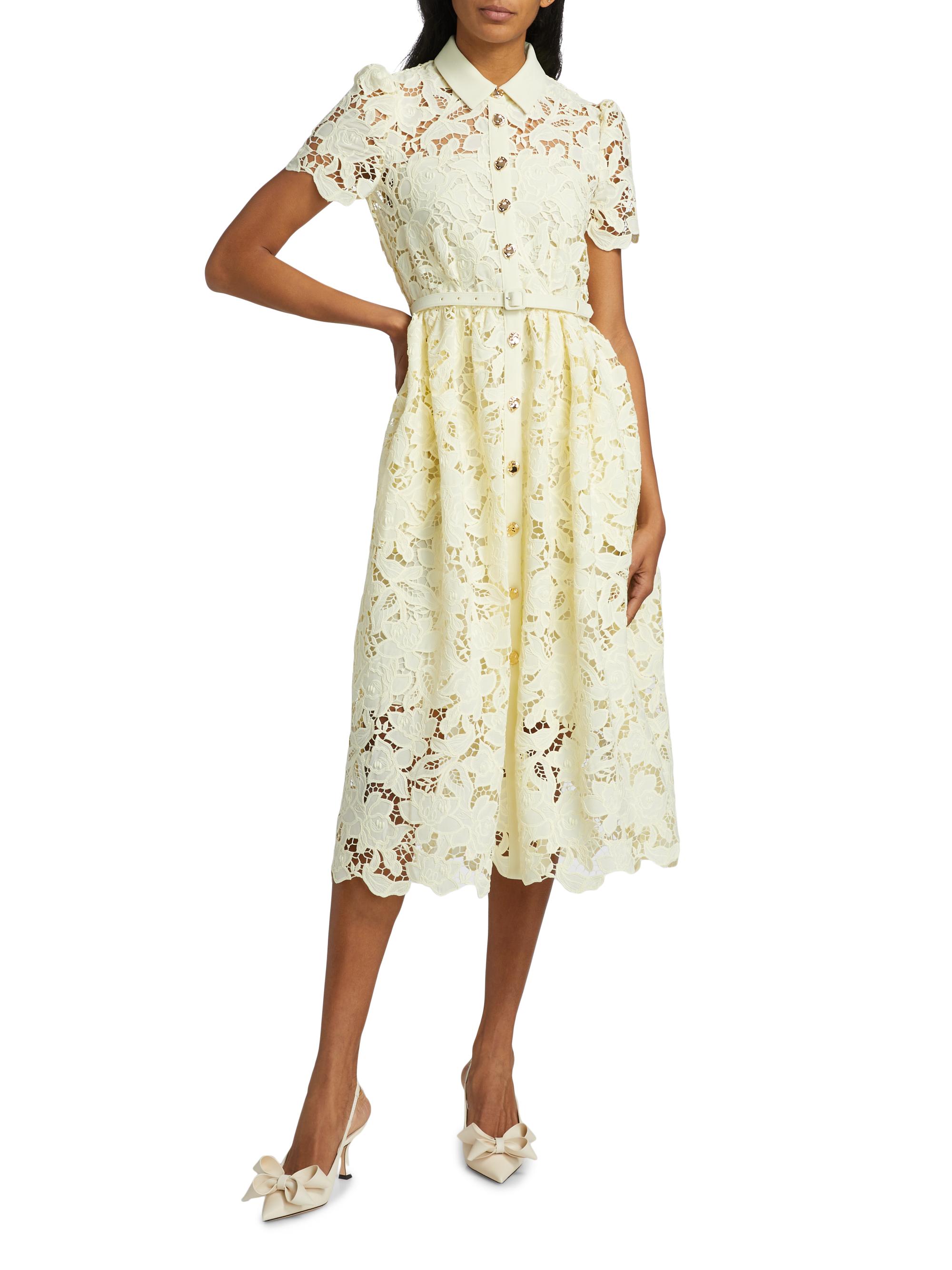 Self-Portrait Guipure Lace Collared Midi-Dress | Saks Fifth Avenue
