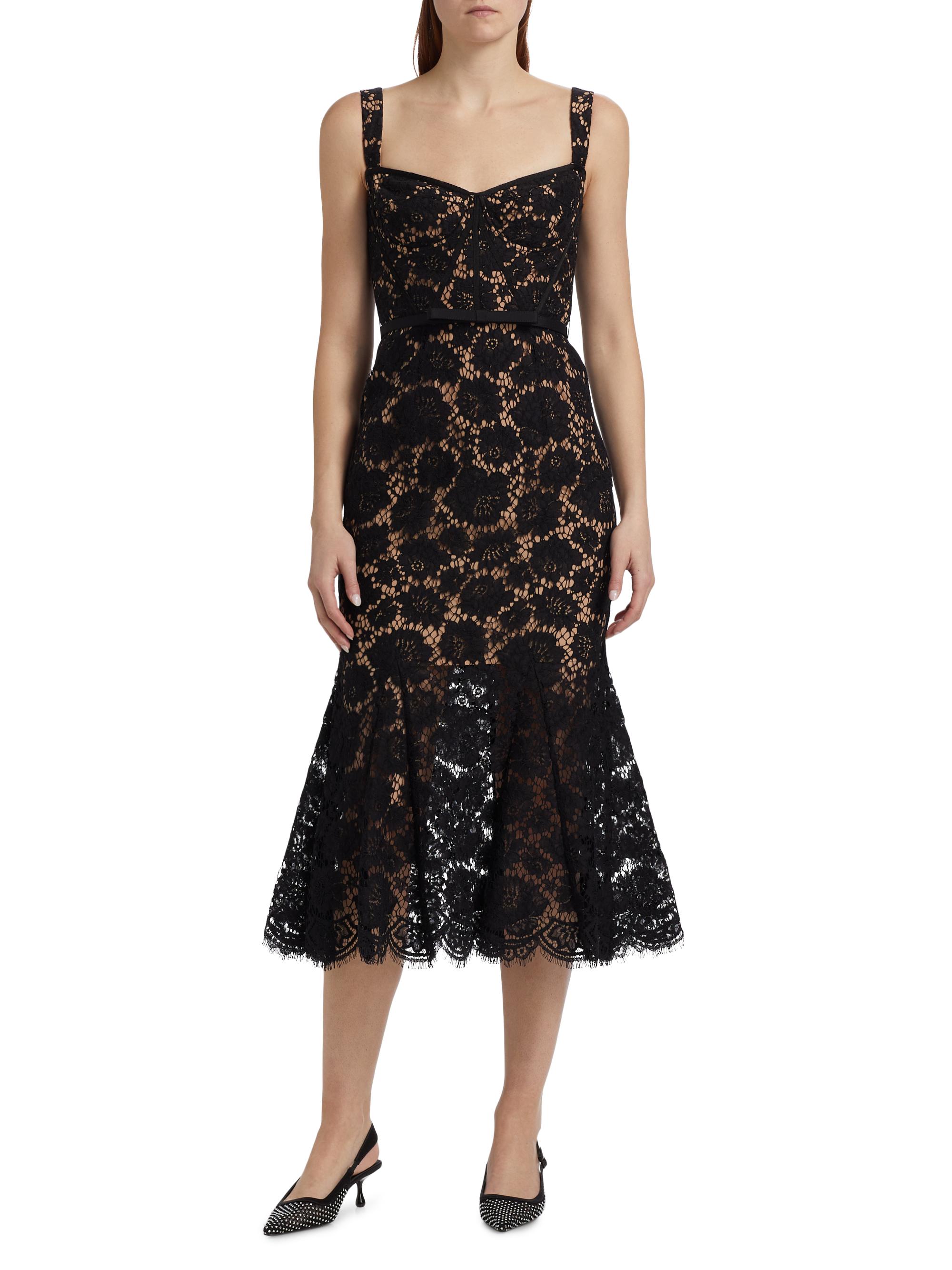 Self-Portrait Fine Lace Midi-Dress | Saks Fifth Avenue